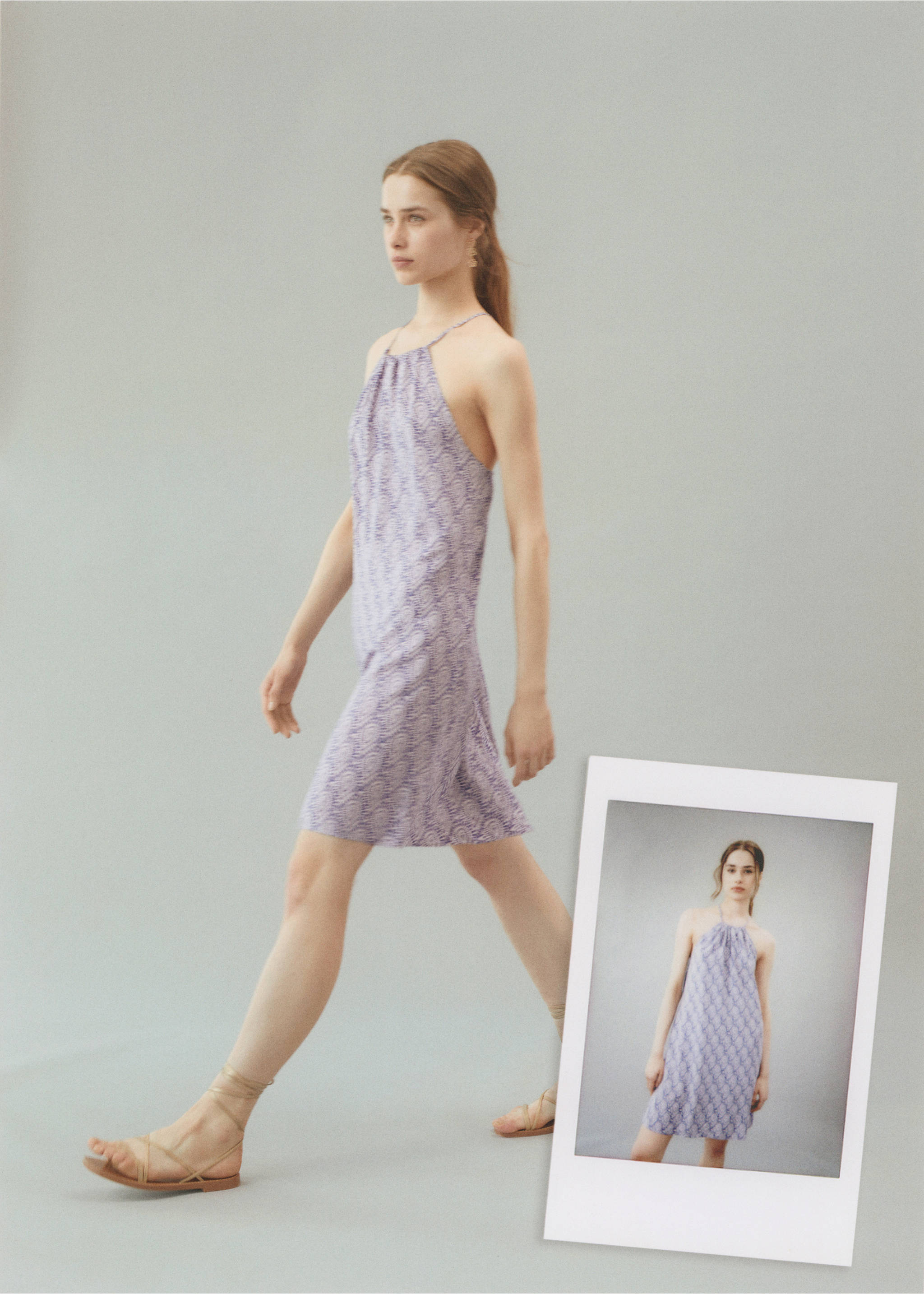 Print wrap dress - Details of the article 5, Light/Pastel Purple. Ref: 57050455-00.
