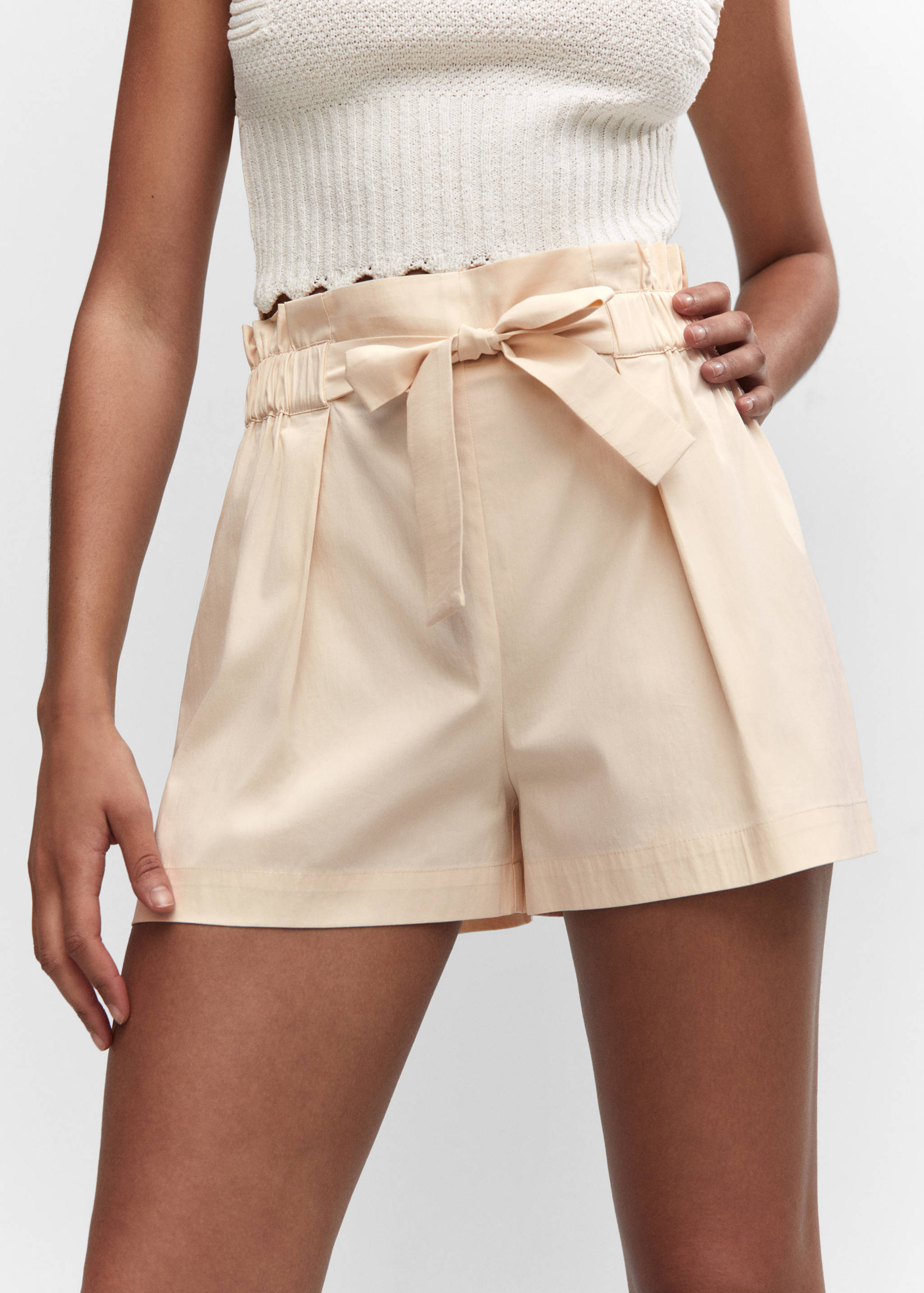 Paperbag shorts with bow - Medium plane