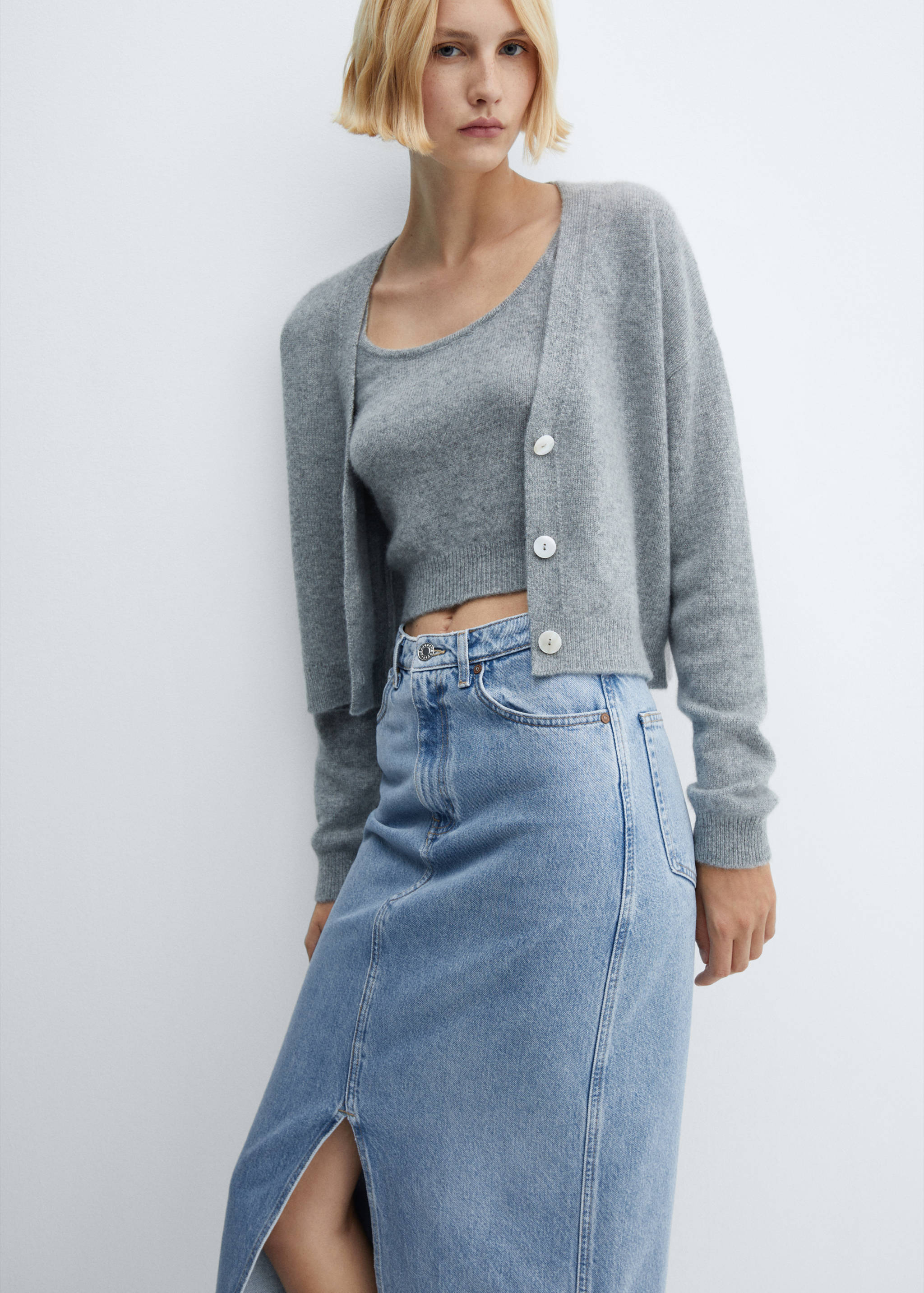 Slit denim skirt - Details of the article 2