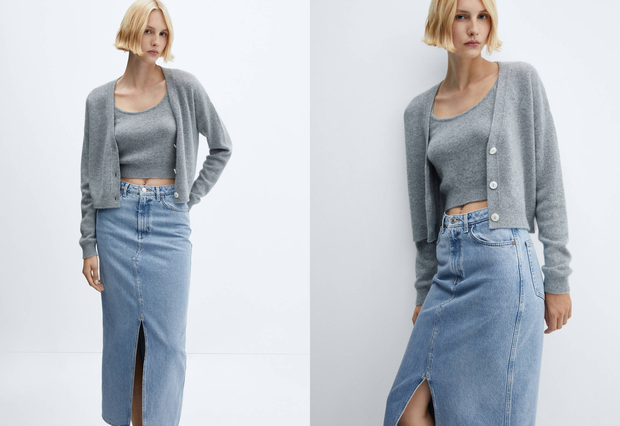 Slit denim skirt - Panoramic plane