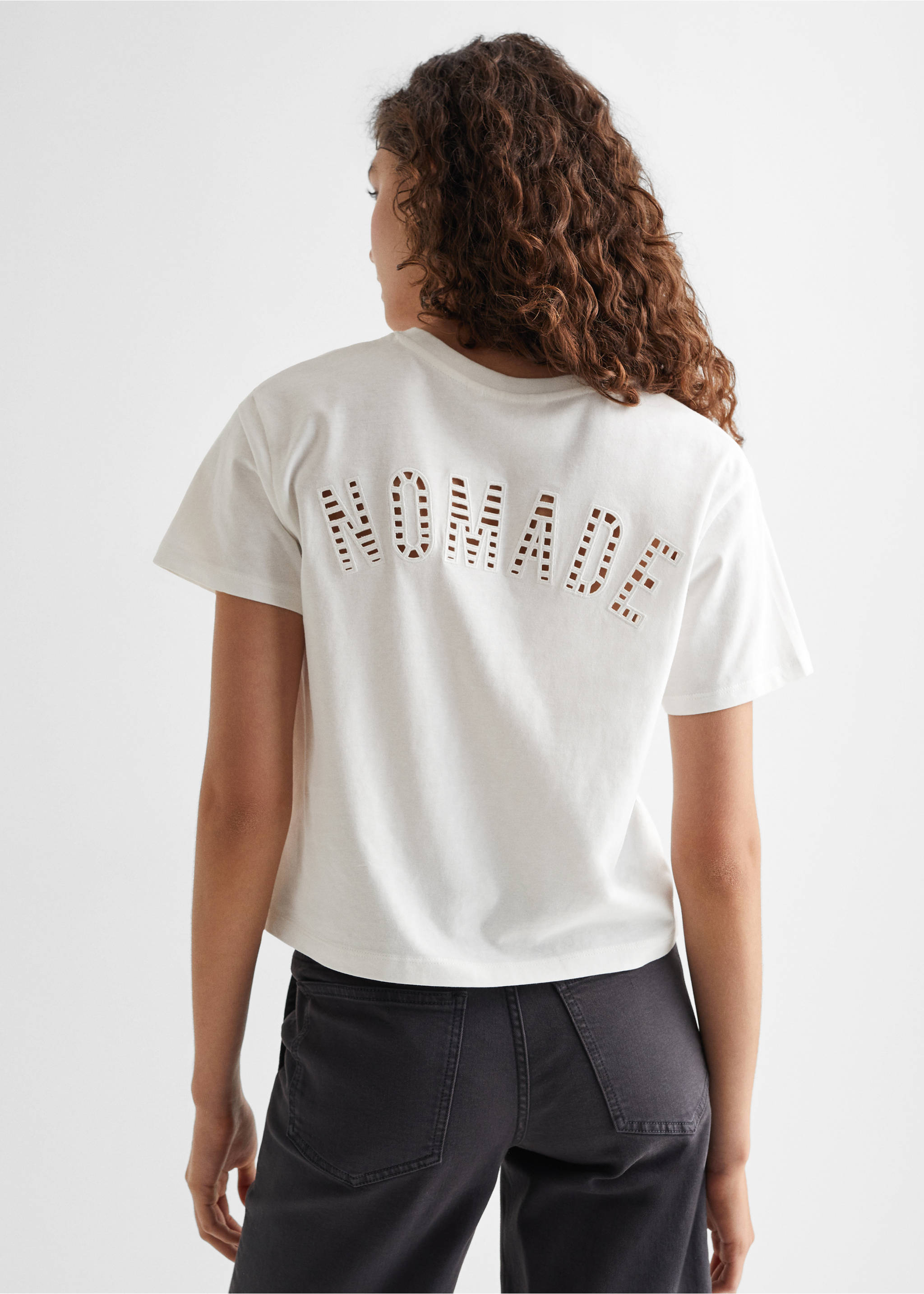 T-shirt coton imprimé - Verso de l’article, Blanc cassé. Ref: 57050478-00.