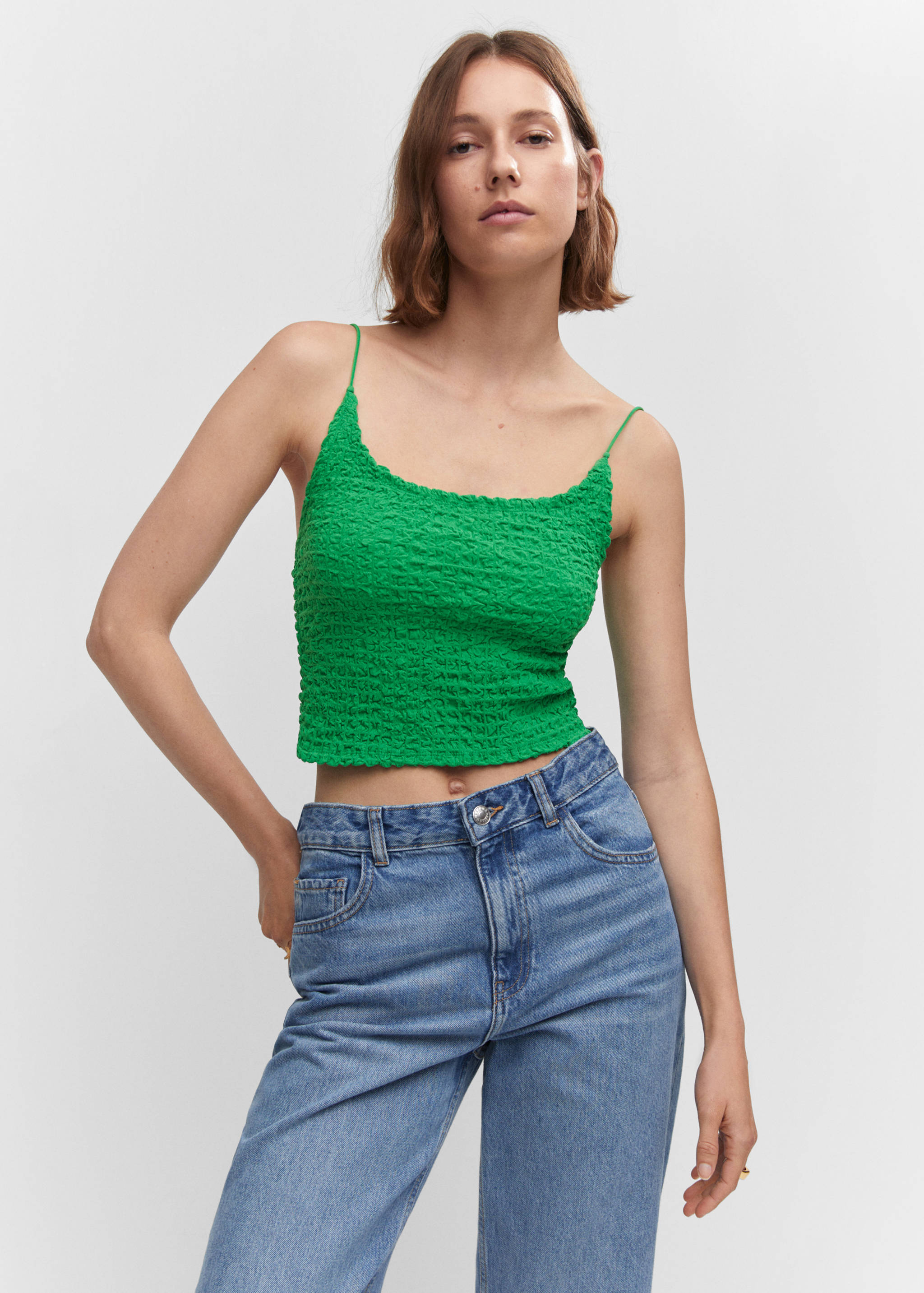 Texturerad crop top - Bild av mittparti