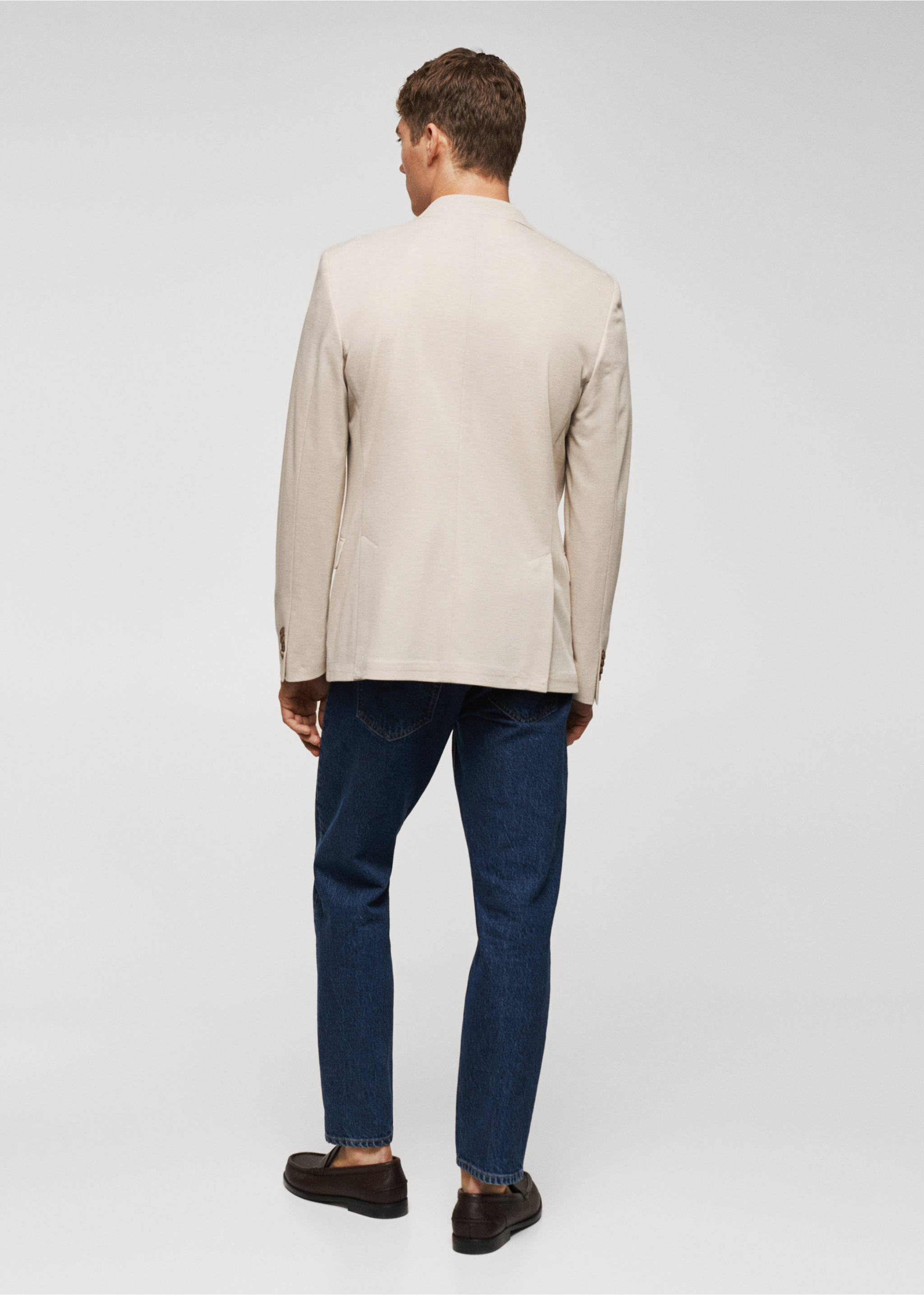 Slim fit microstructure blazer - Reverse of the article, Sand. Ref: 57050550-00.