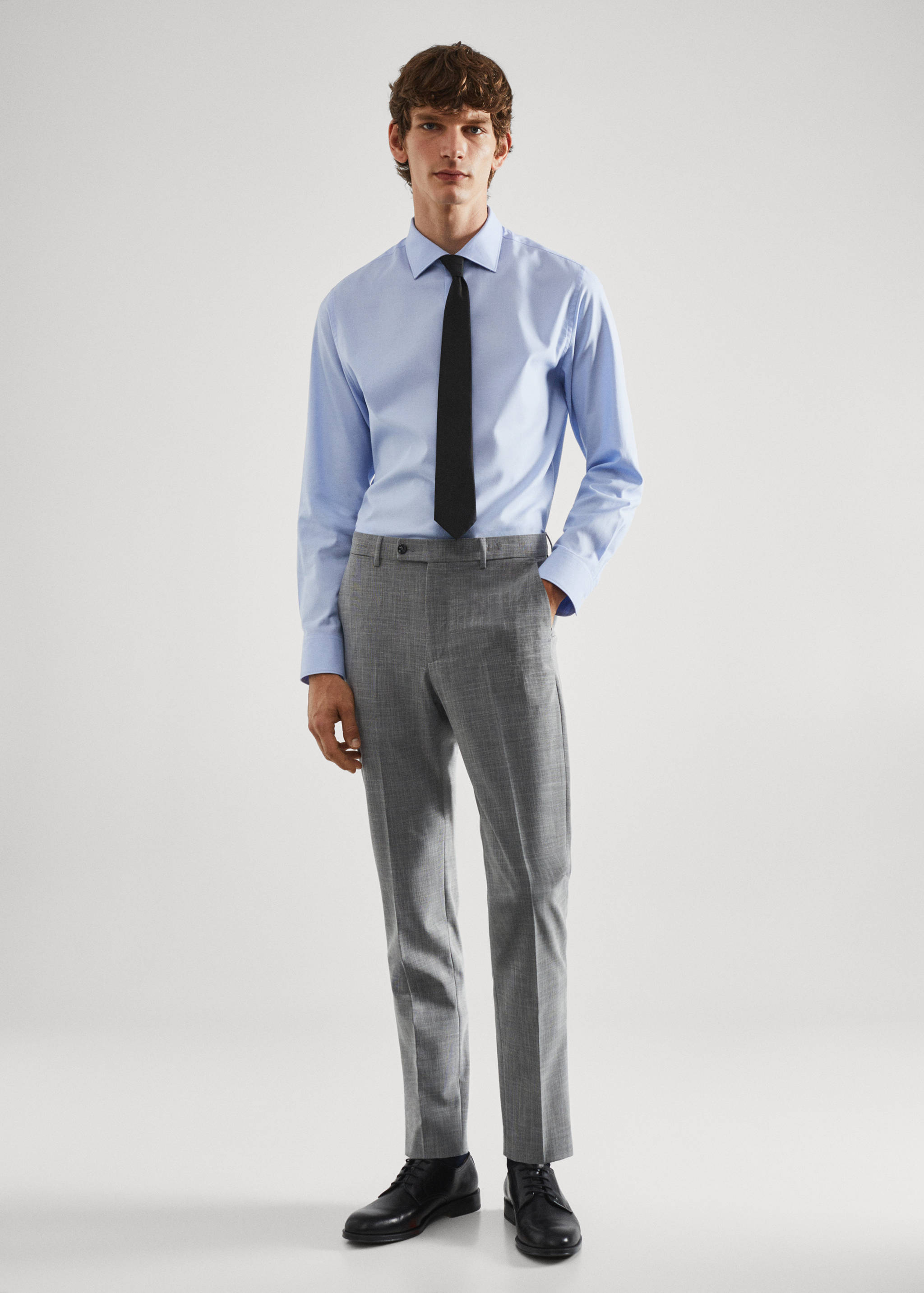 Stretch-fabric slim-fit printed suit trousers - General plane