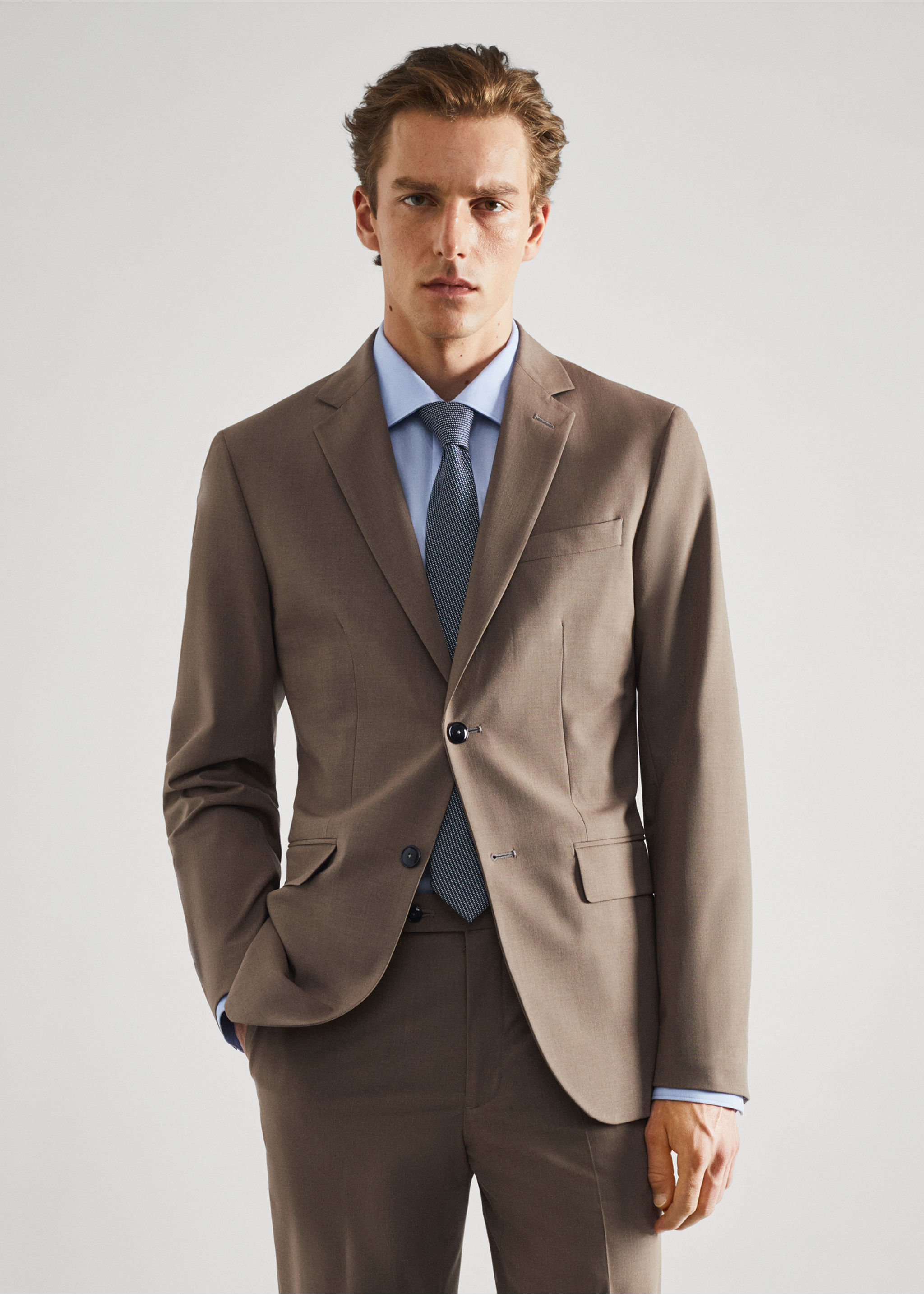 Stretch-fabric slim-fit suit blazer - Medium plane