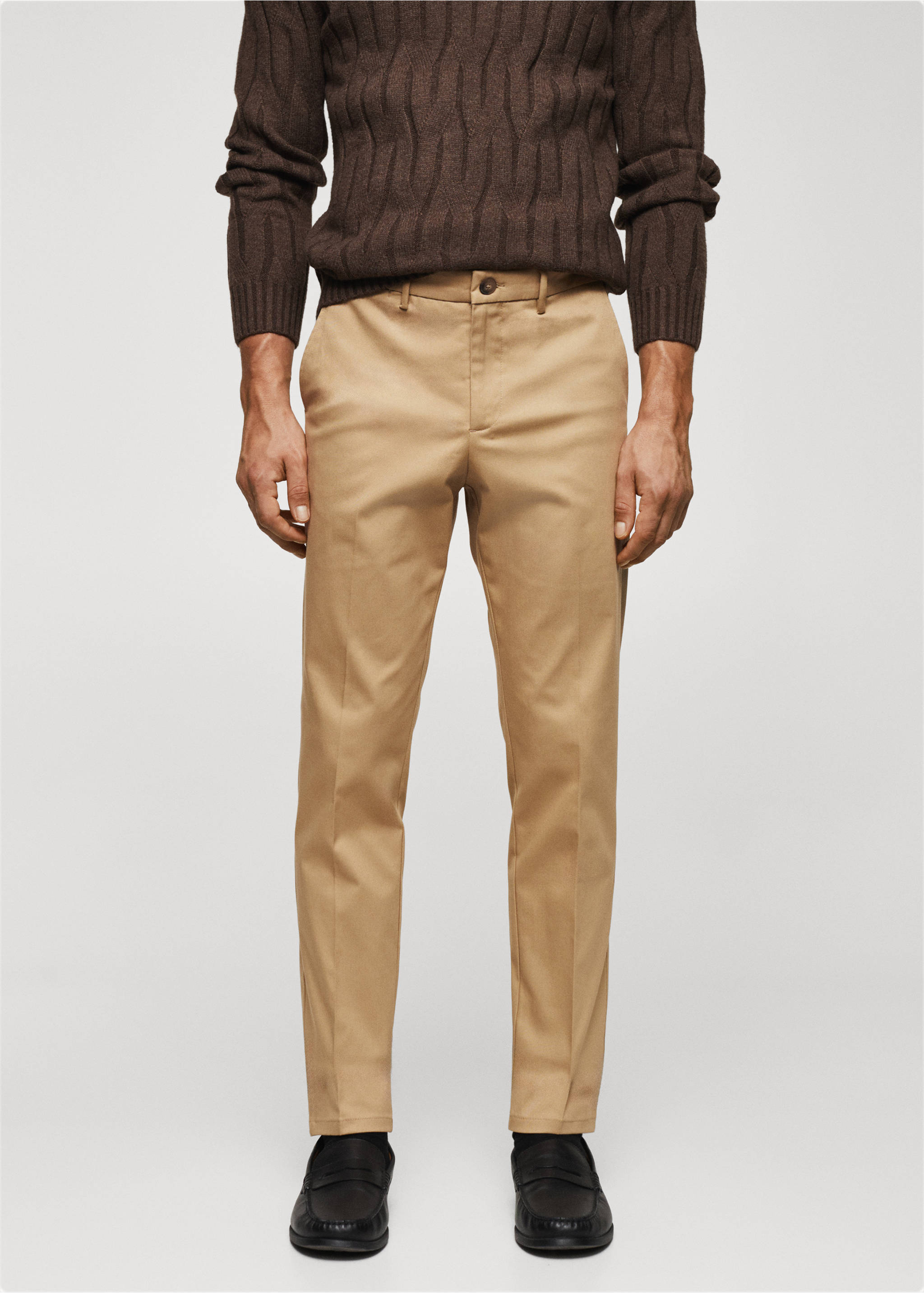 Pantalon chino slim fit - Plan moyen, Marron moyen. Ref: 57050777-00.