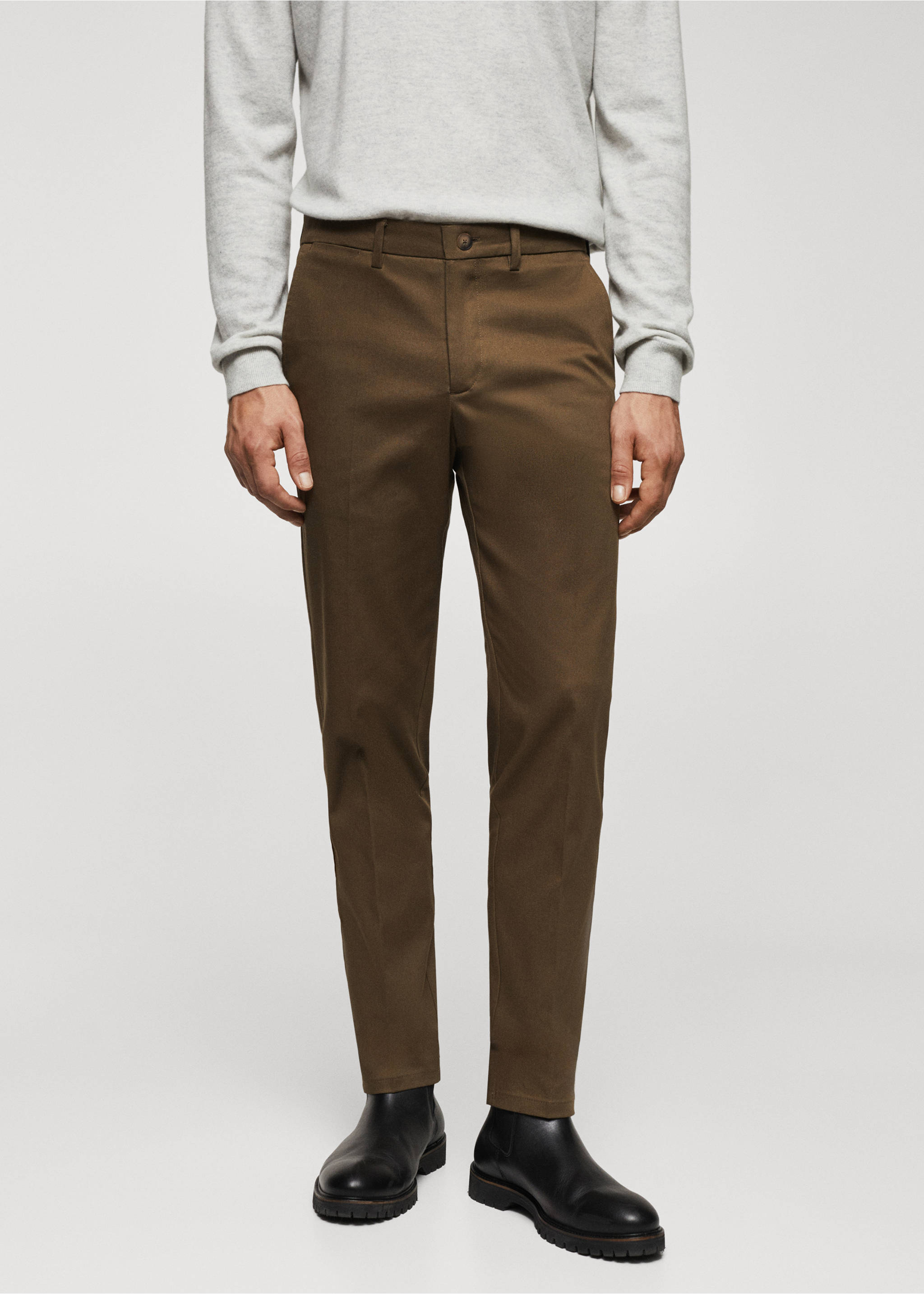 Pantalon chino slim fit - Plan moyen, Tabac. Ref: 57050777-00.