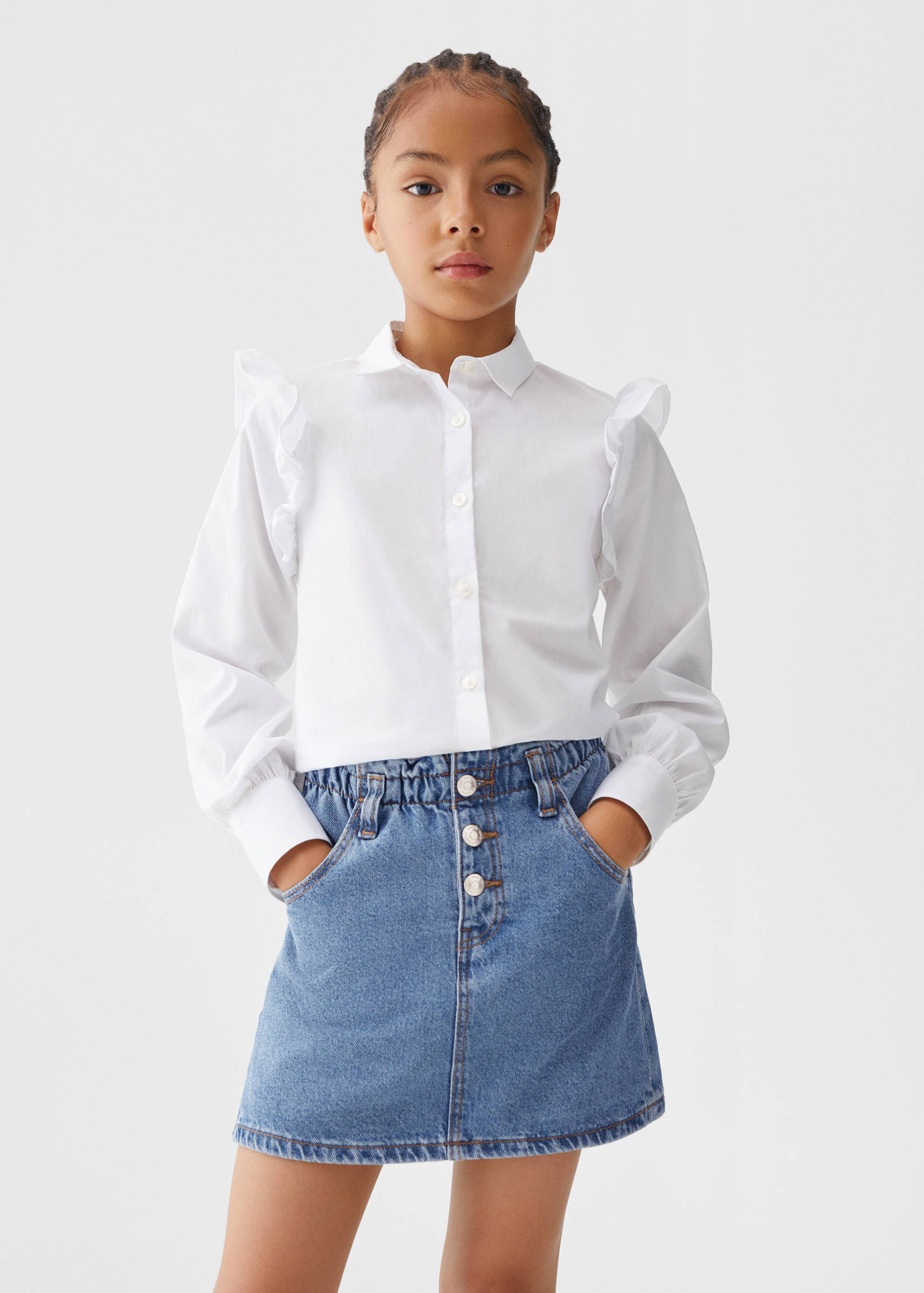 Paperbag denim skirt - Medium plane