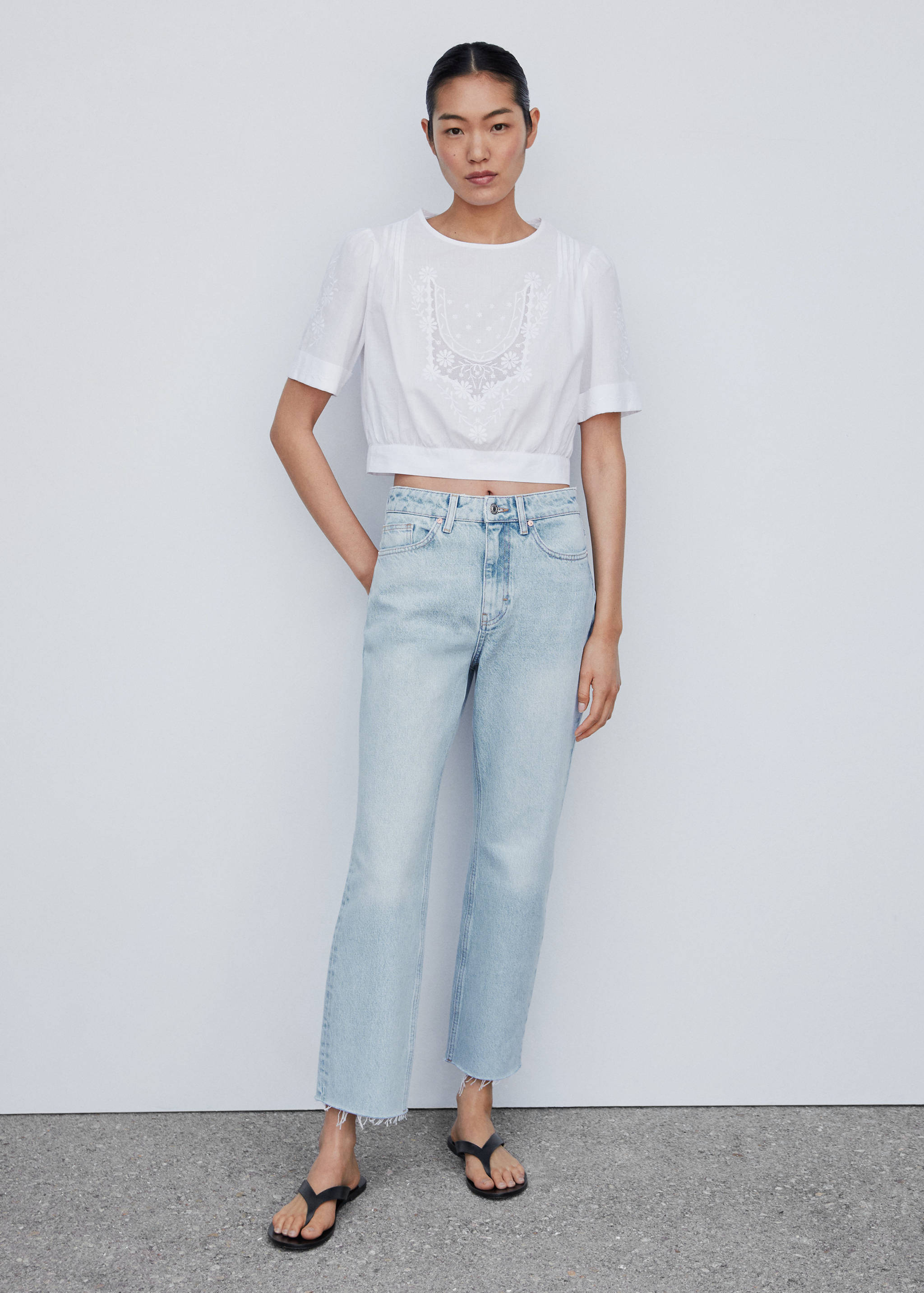 High waist straight jeans - General plane