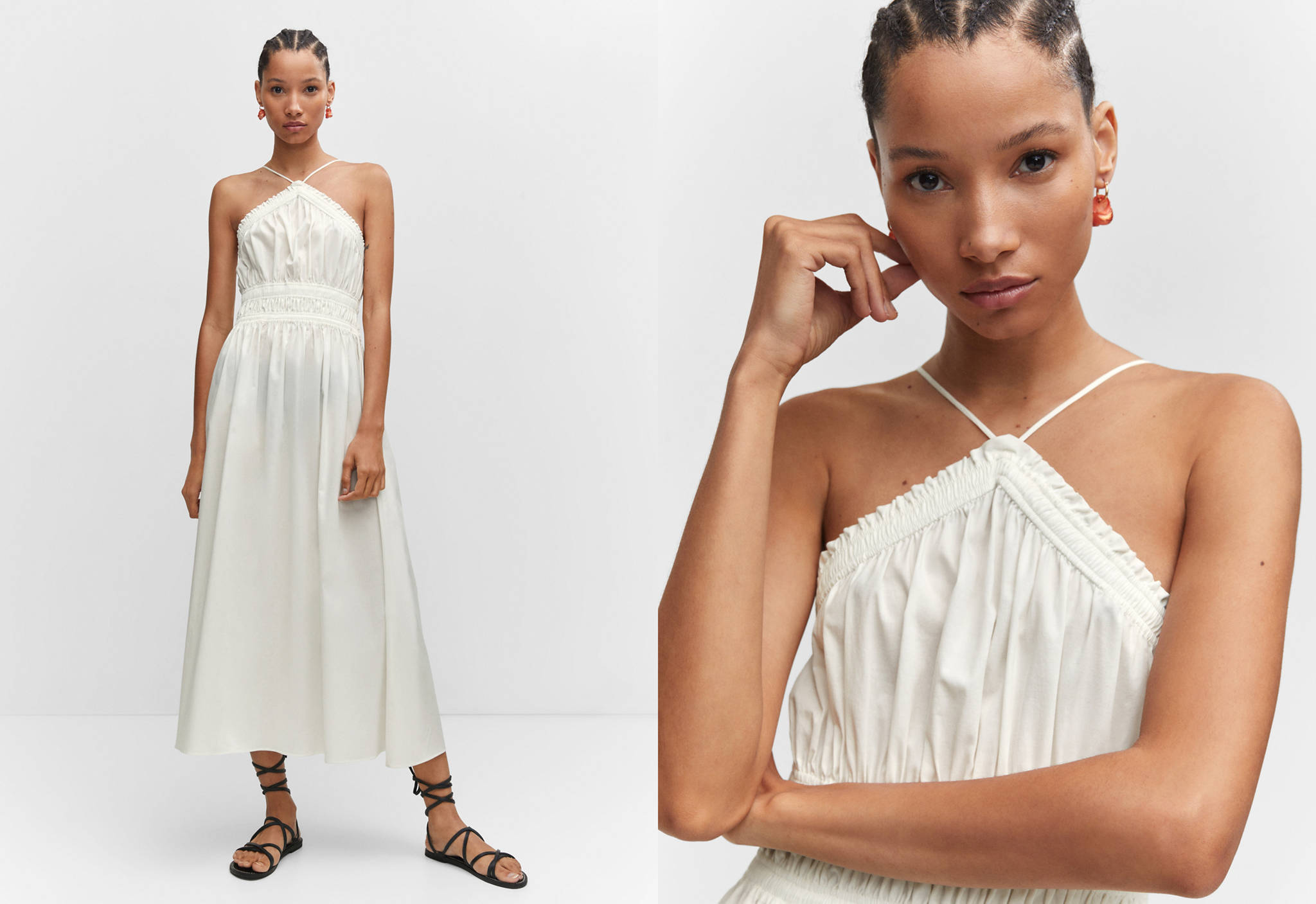 Halter-neck dress with ruffle details - Panoramic plane