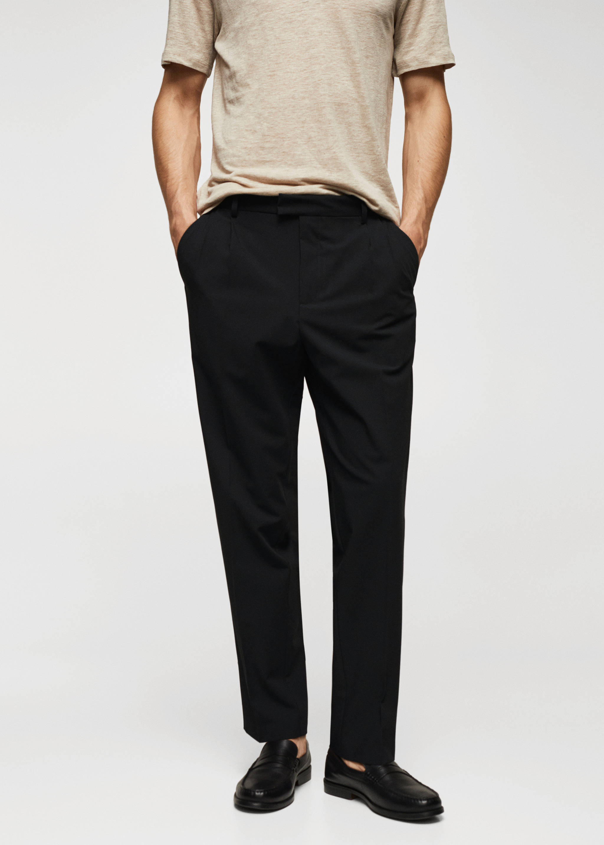 Pantalon regular fit coton pinces - Plan moyen