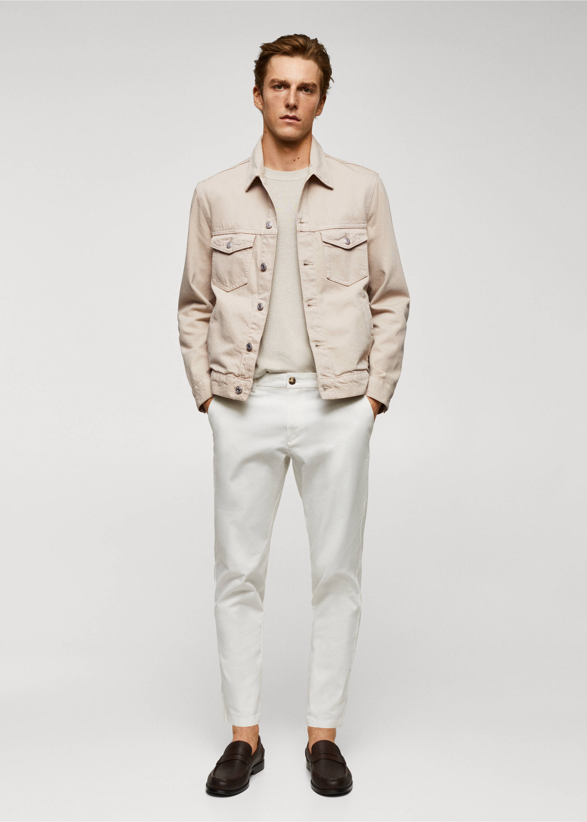 Basic-Jeansjacke - Allgemeine Ansicht, Beige. Ref: 57052518-00.