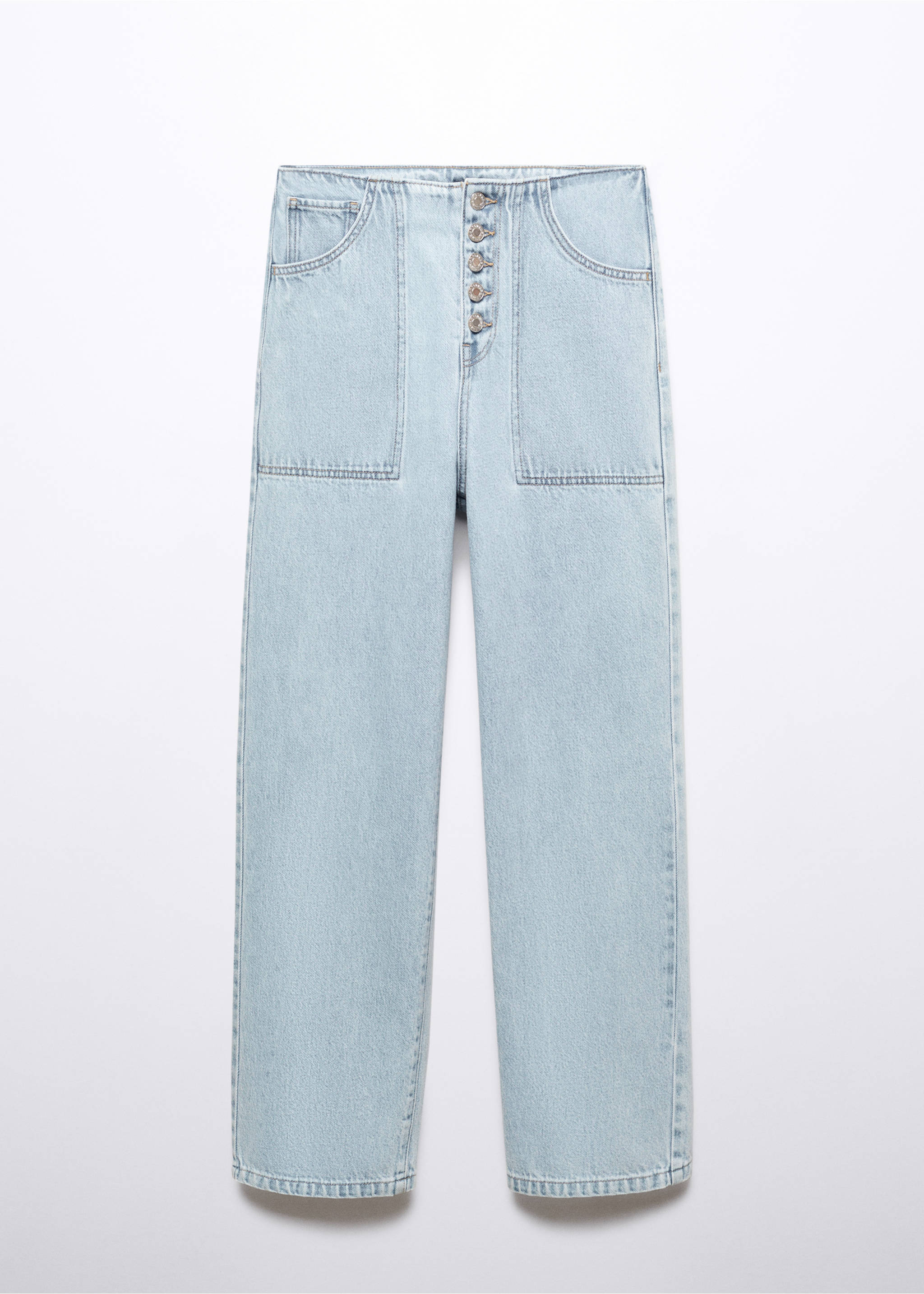 Gerade Crop-Jeans mit Knöpfen - Artikel ohne Model, Hellblau. Ref: 57052878-00.