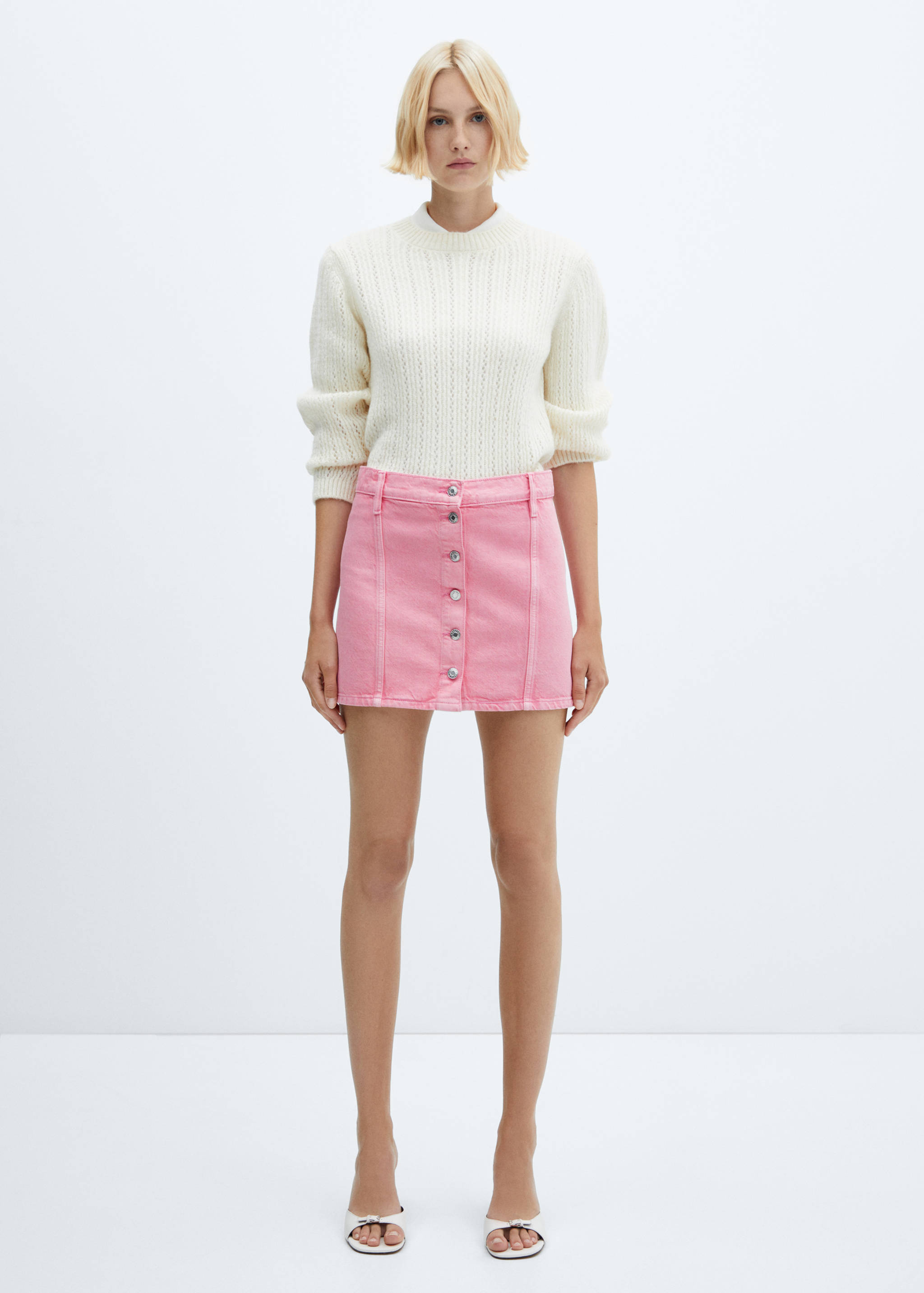 Minijupe en jean boutons - Plan général