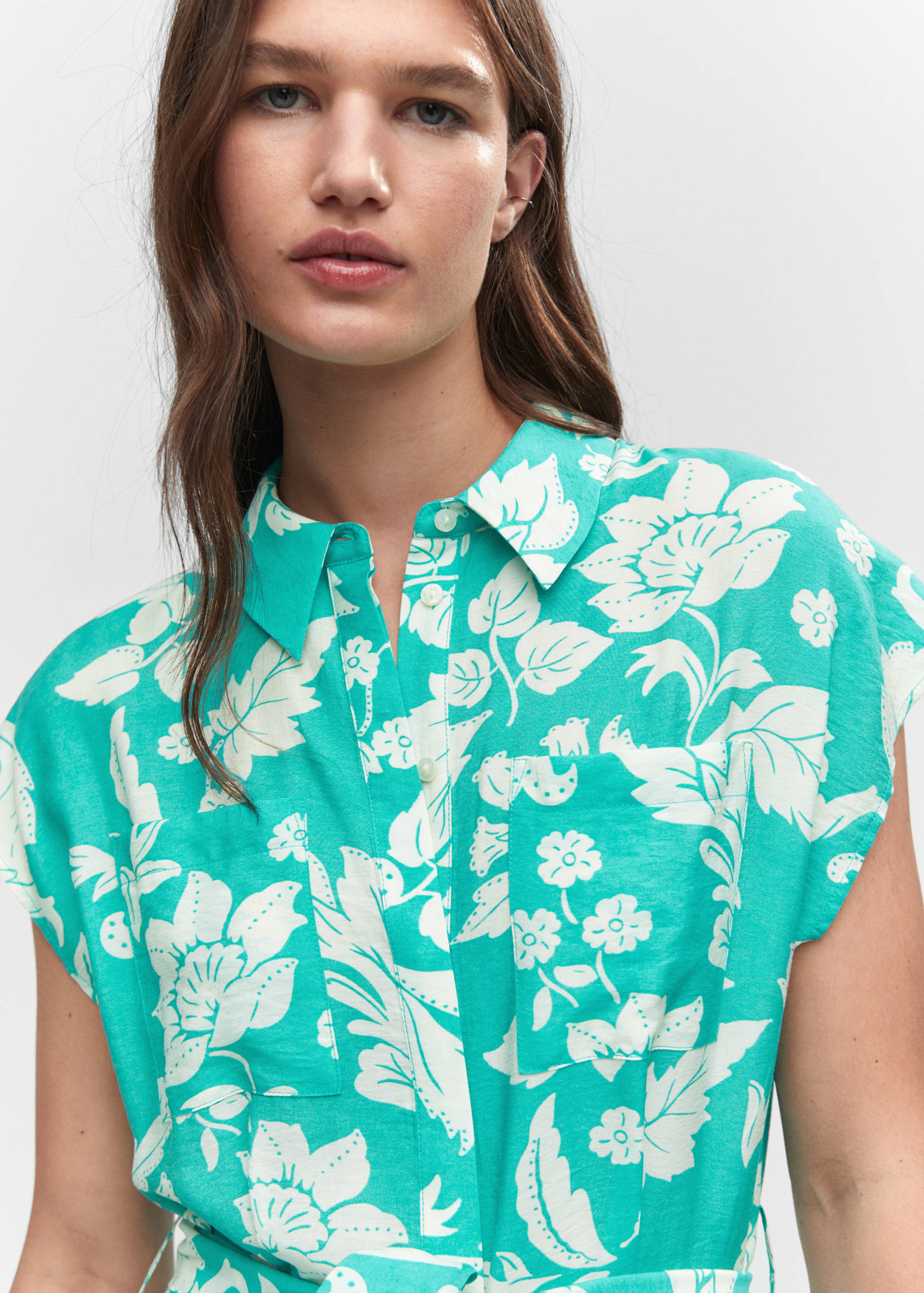 Floral-print jumpsuit with tie - Details of the article 1