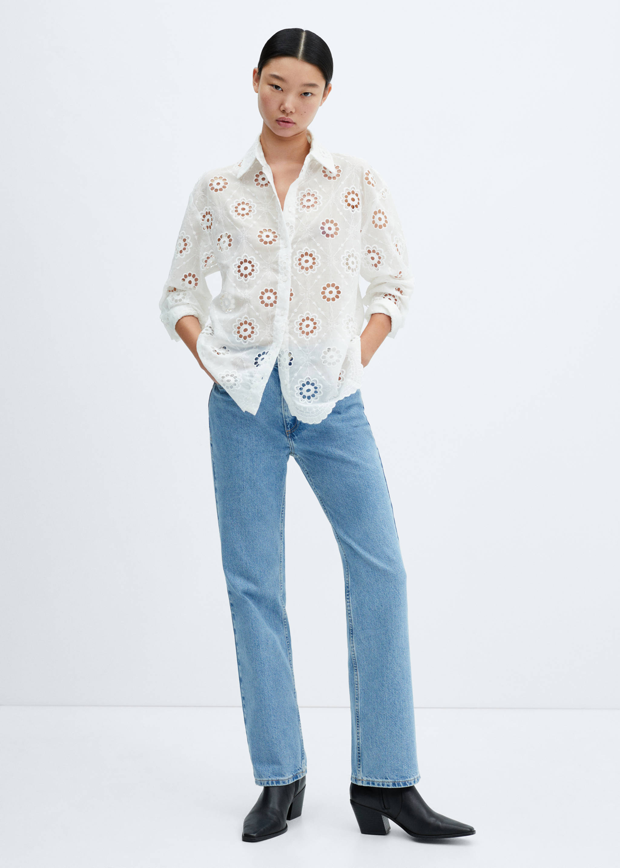 Embroidered openwork shirt - General plane