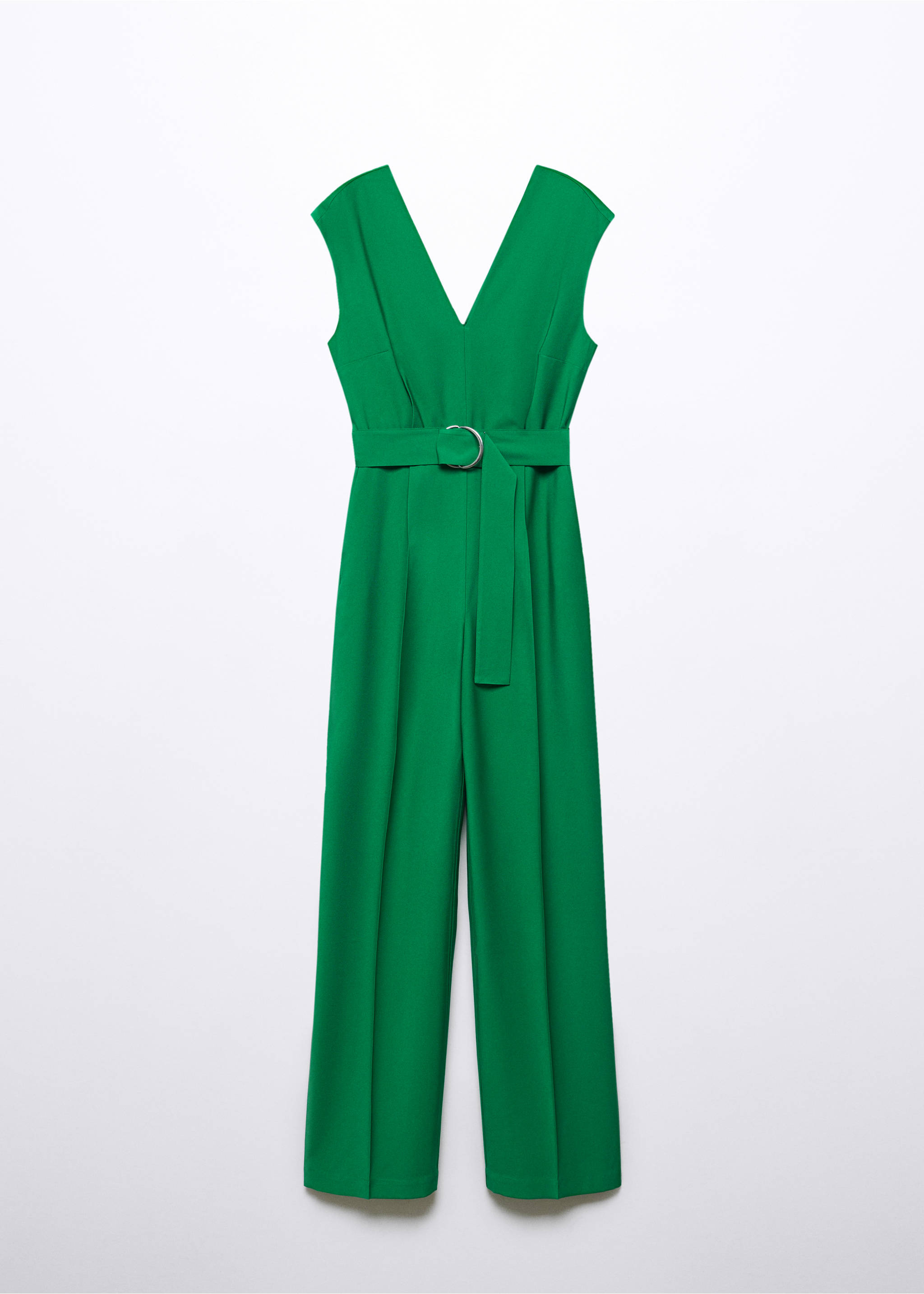 V-neck jumpsuit with belt - Article without model, Green. Ref: 57053801-00.