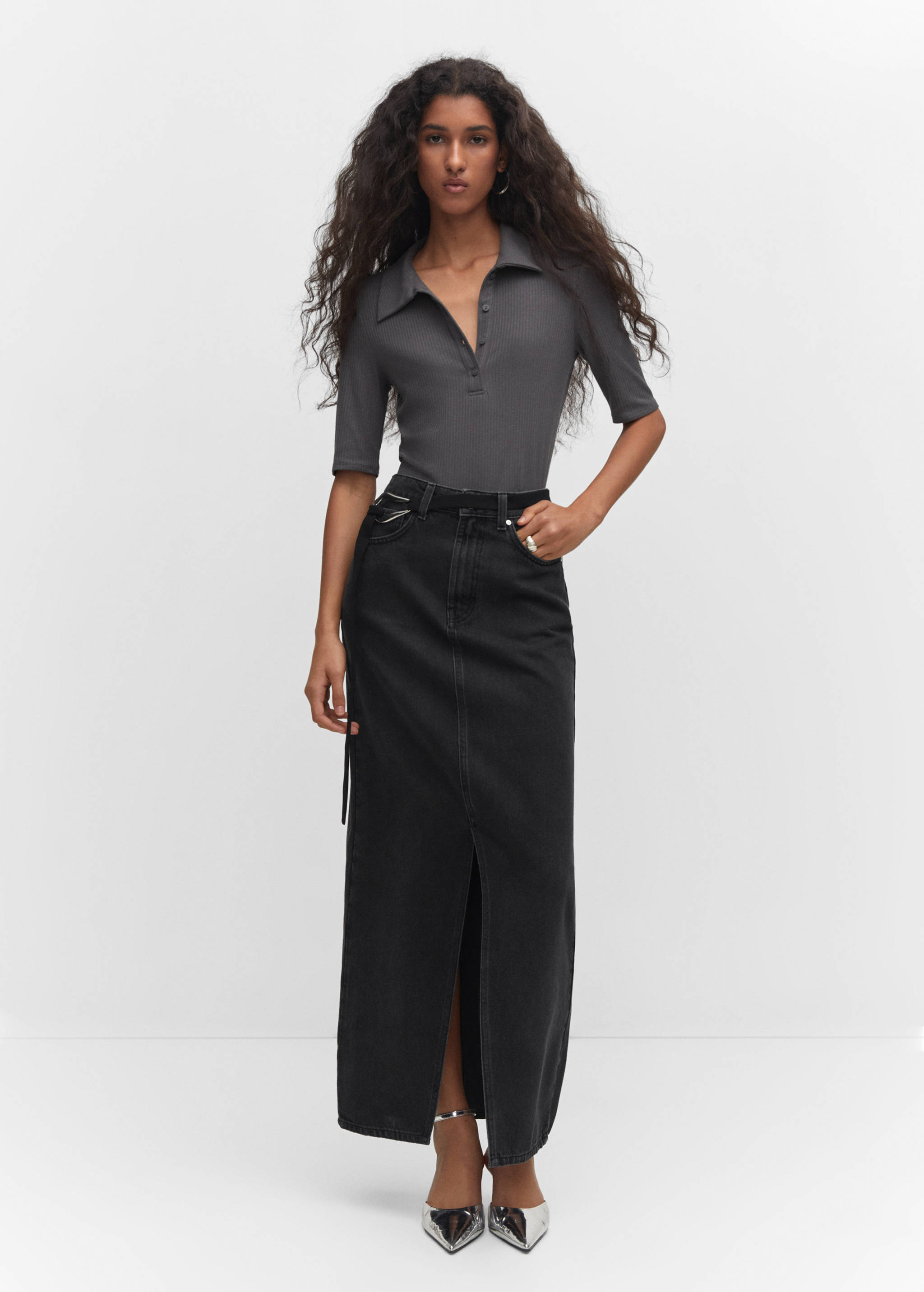 Slit denim skirt - General plane