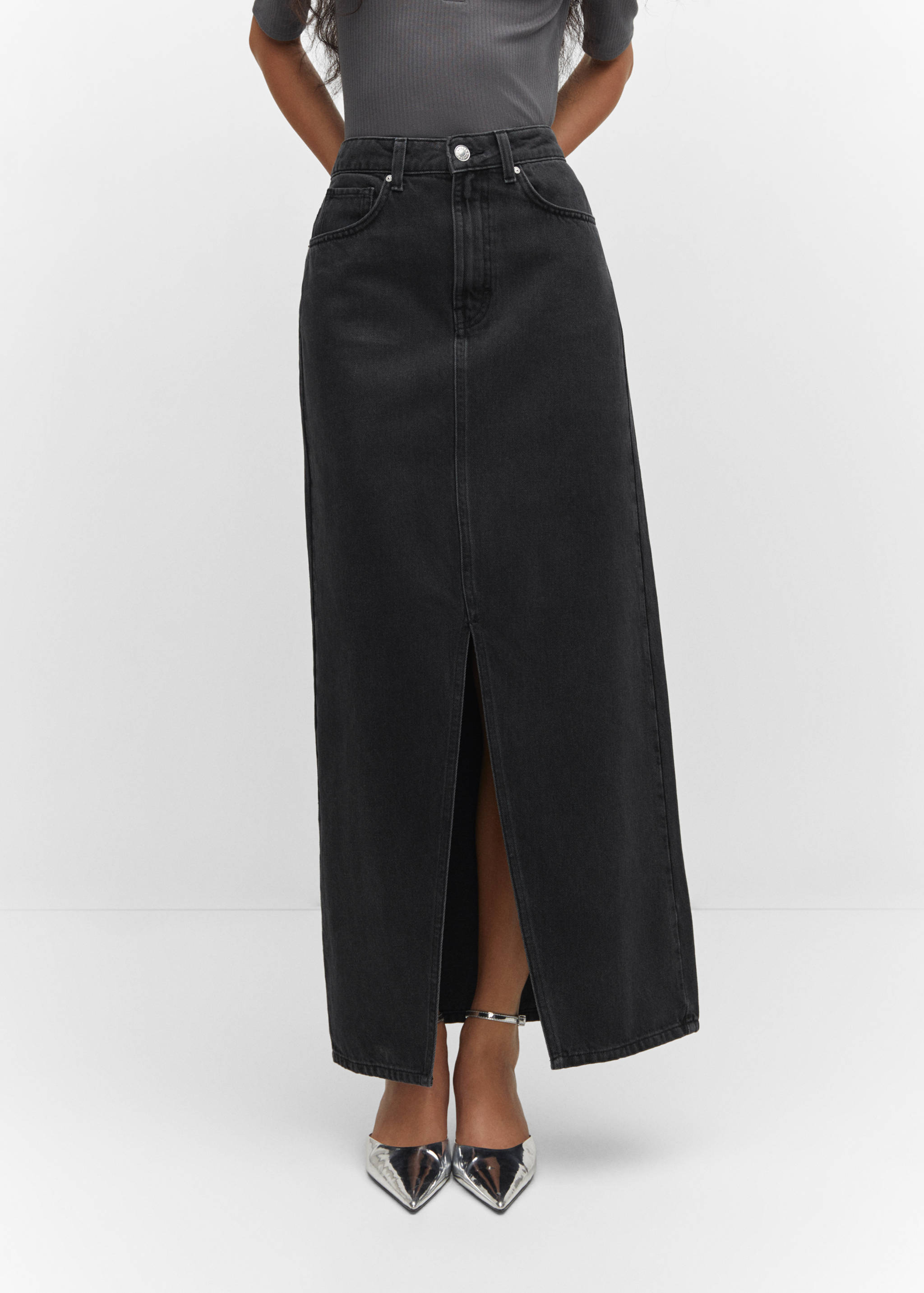 Slit denim skirt - Medium plane