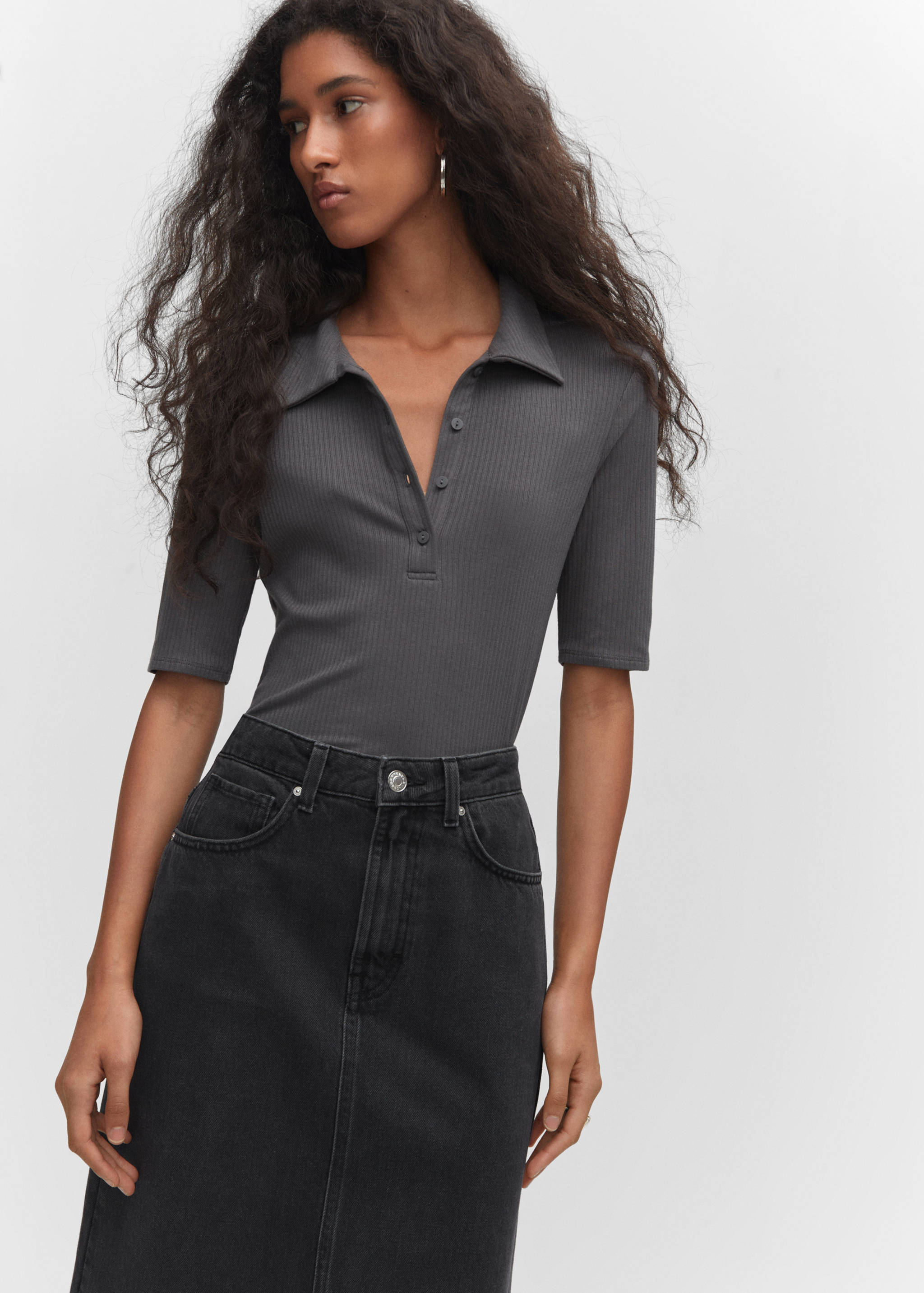 Slit denim skirt - Details of the article 1