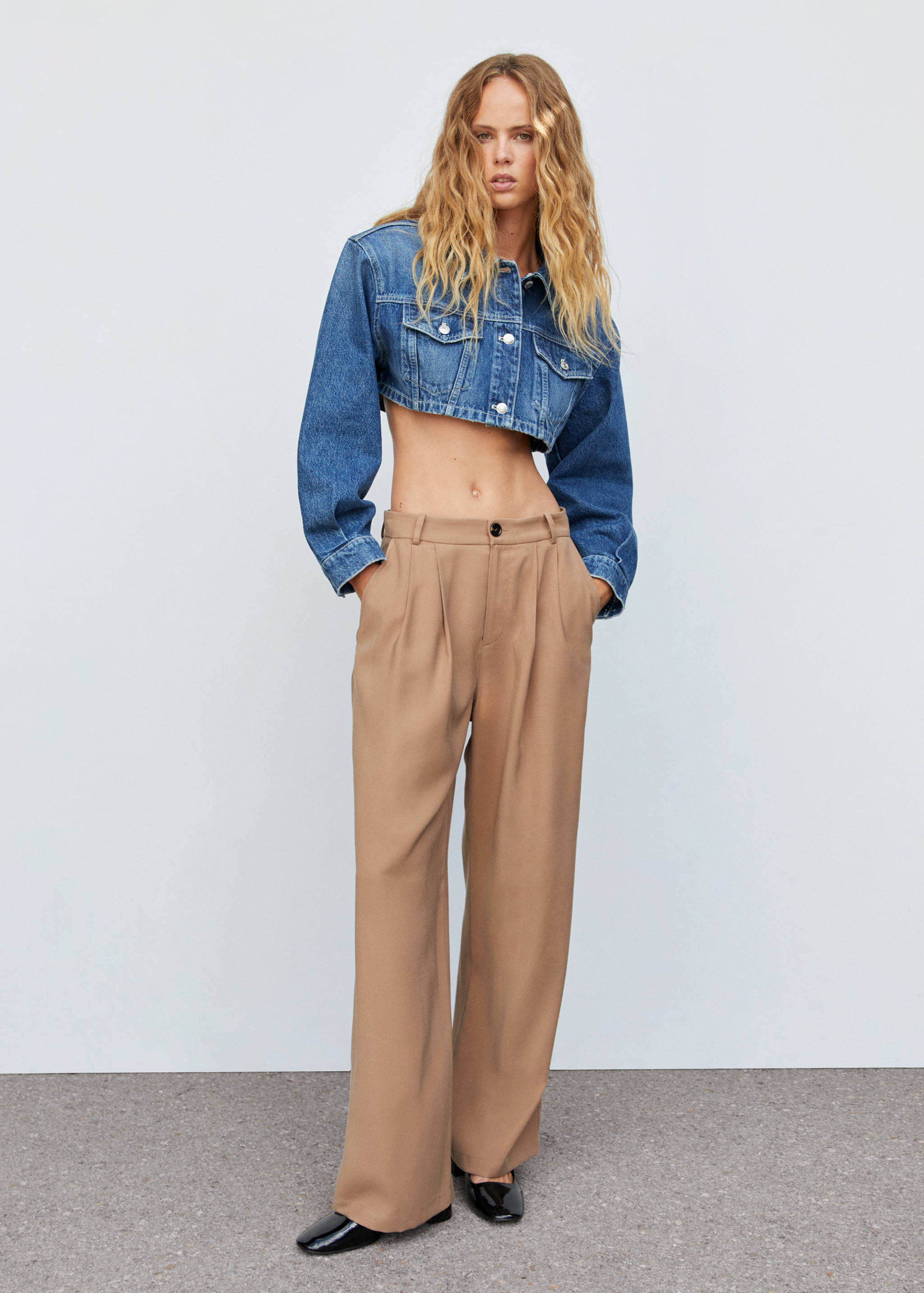 Wide leg pleated trousers - General plane