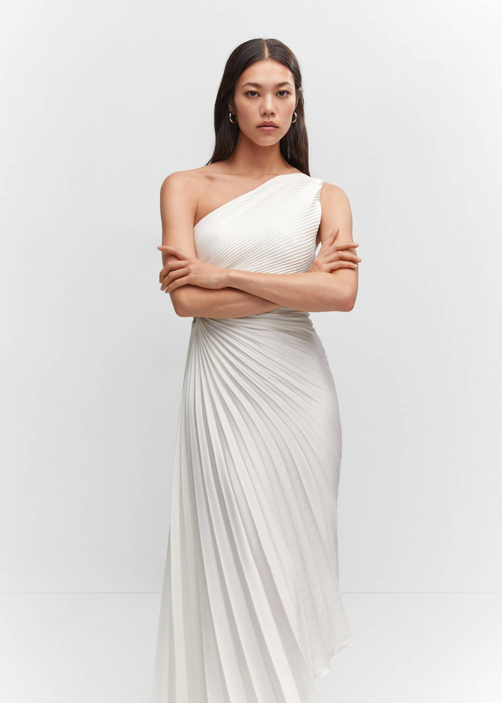 Asymmetrical pleated dress - Women | MANGO OUTLET USA