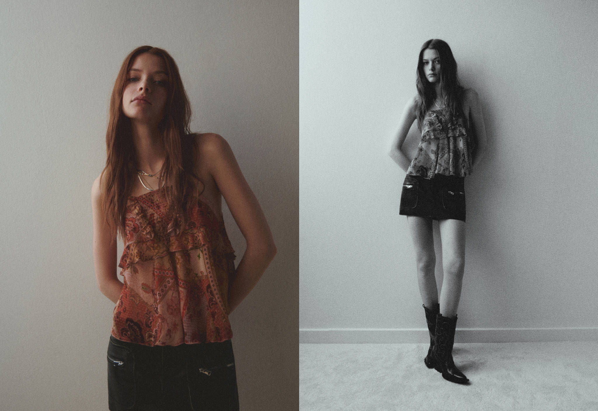 Printed chiffon top - Panoramic plane