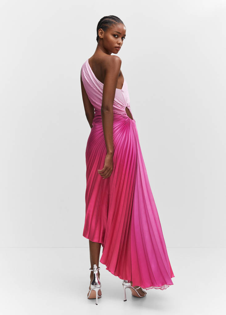 mango pleated dress pink Mango Pink Pleated Asymmetric Dress by Mango