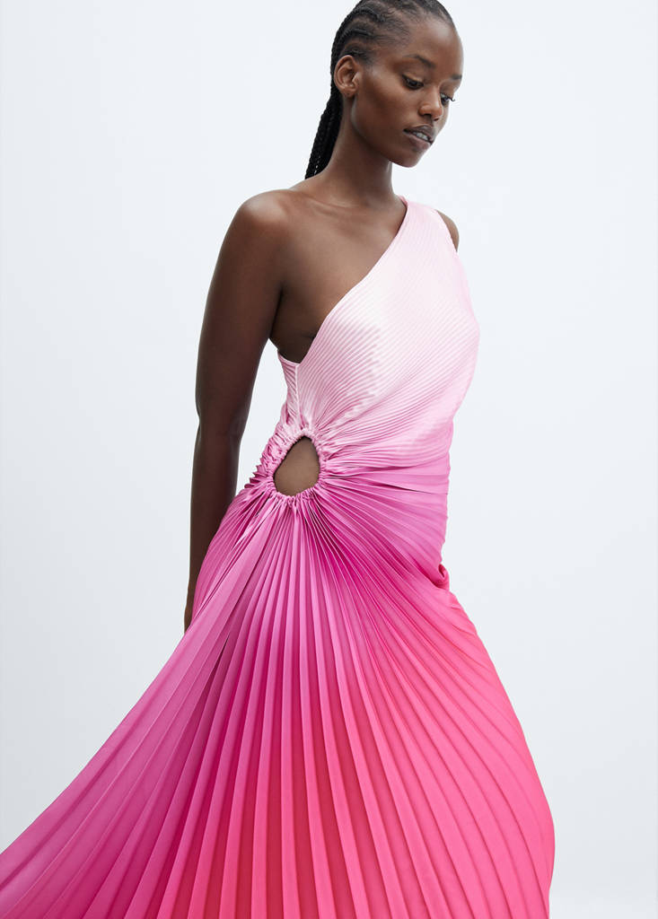 mango asymmetrical pleated dress pink Mango Pink Asymmetrical Pleated Dress by Mango