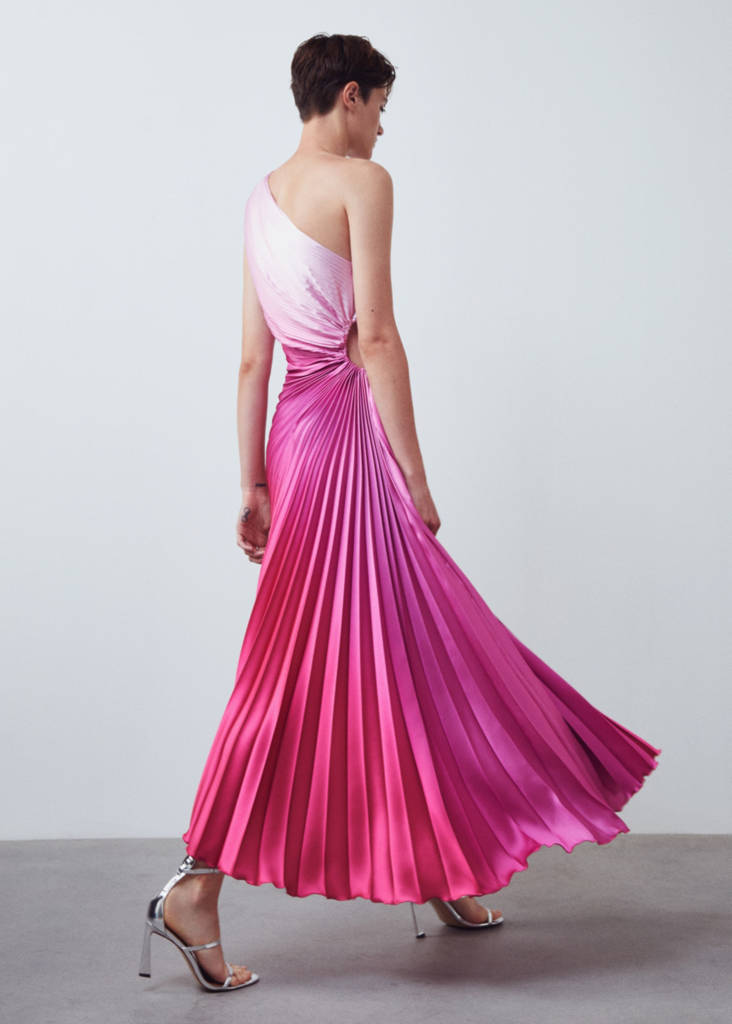 Asymmetrical pleated dress - Women | MANGO OUTLET USA