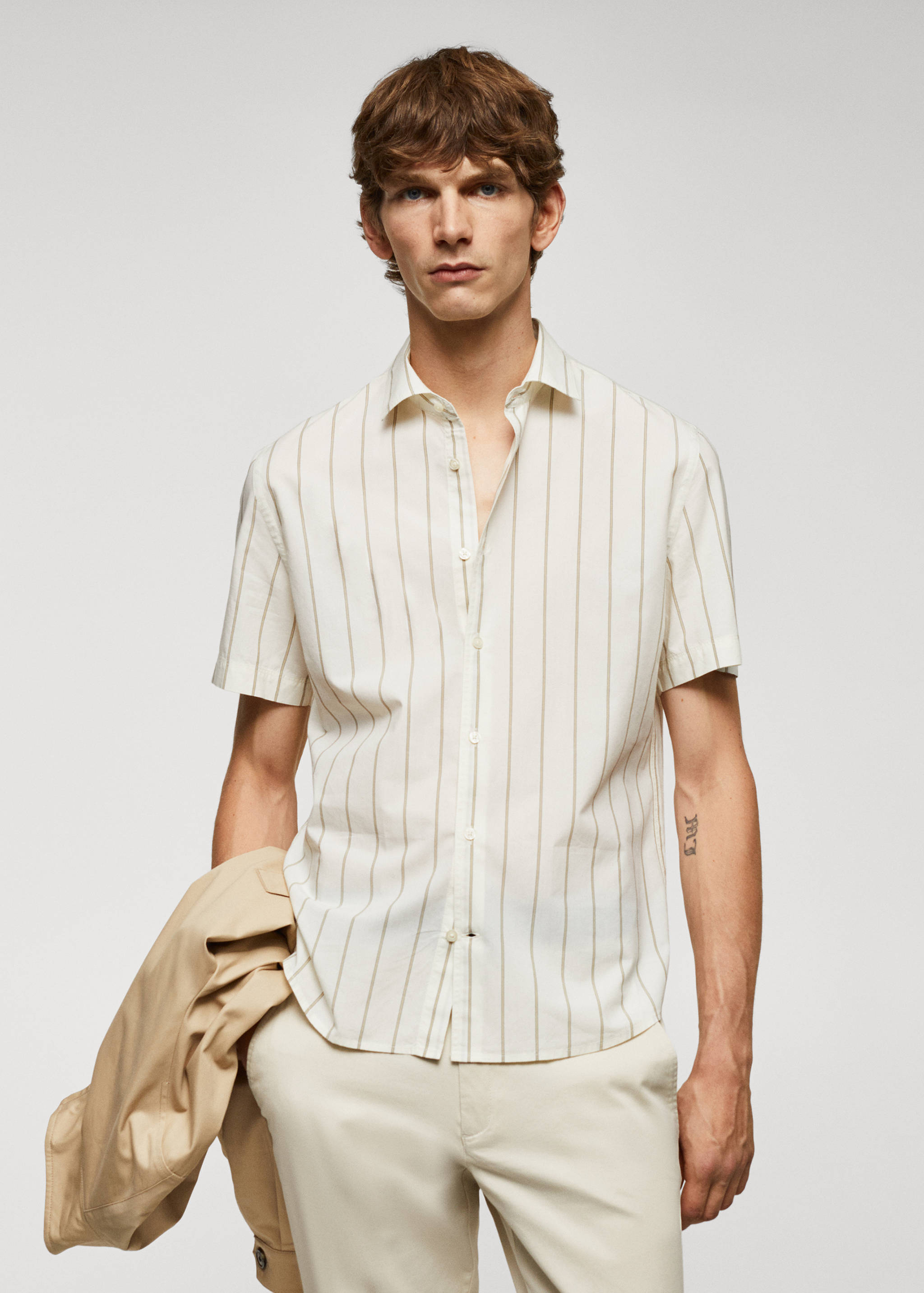 Chemise coton léger rayures - Plan moyen
