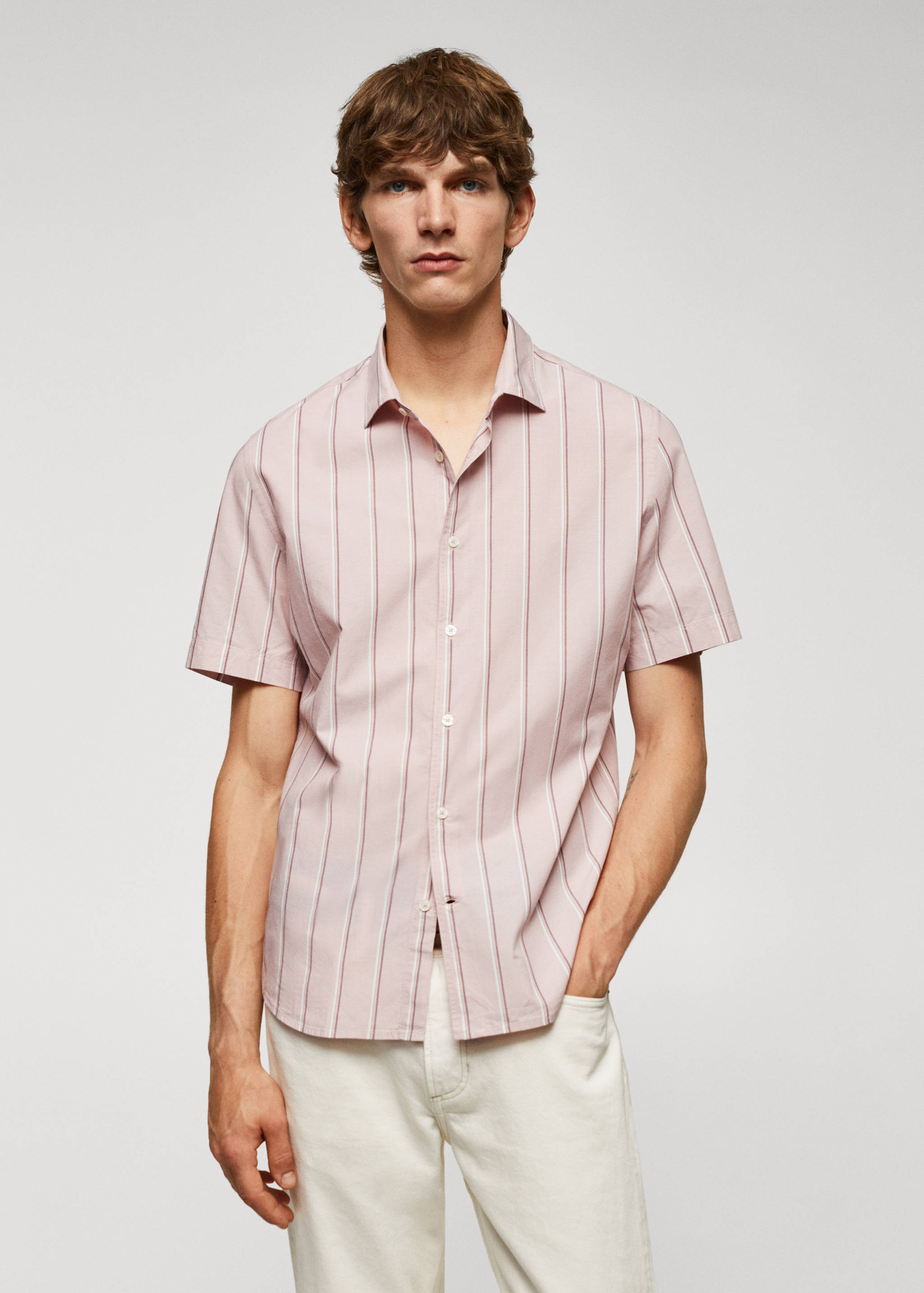 Chemise coton léger rayures - Plan moyen