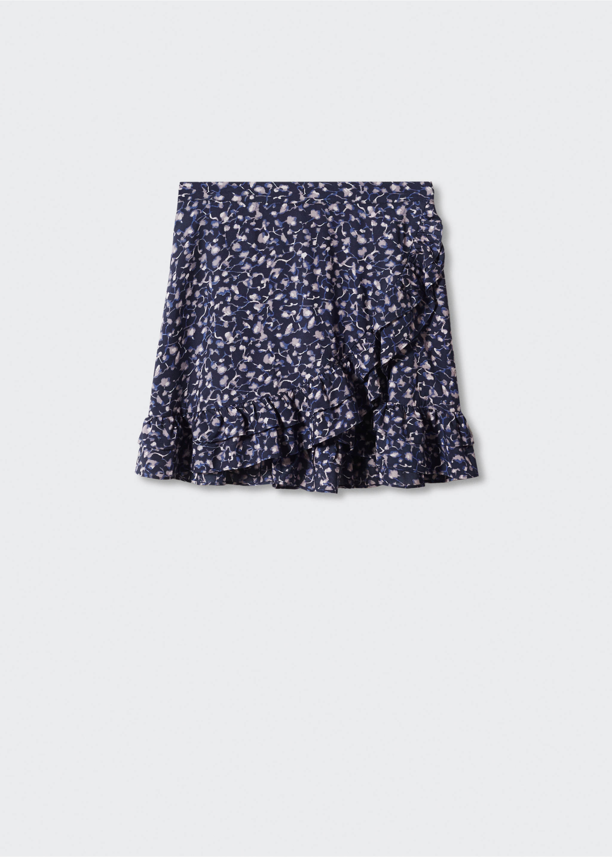 Ruffle flower print skirt - Article without model, Dark Navy. Ref: 57054023-00.