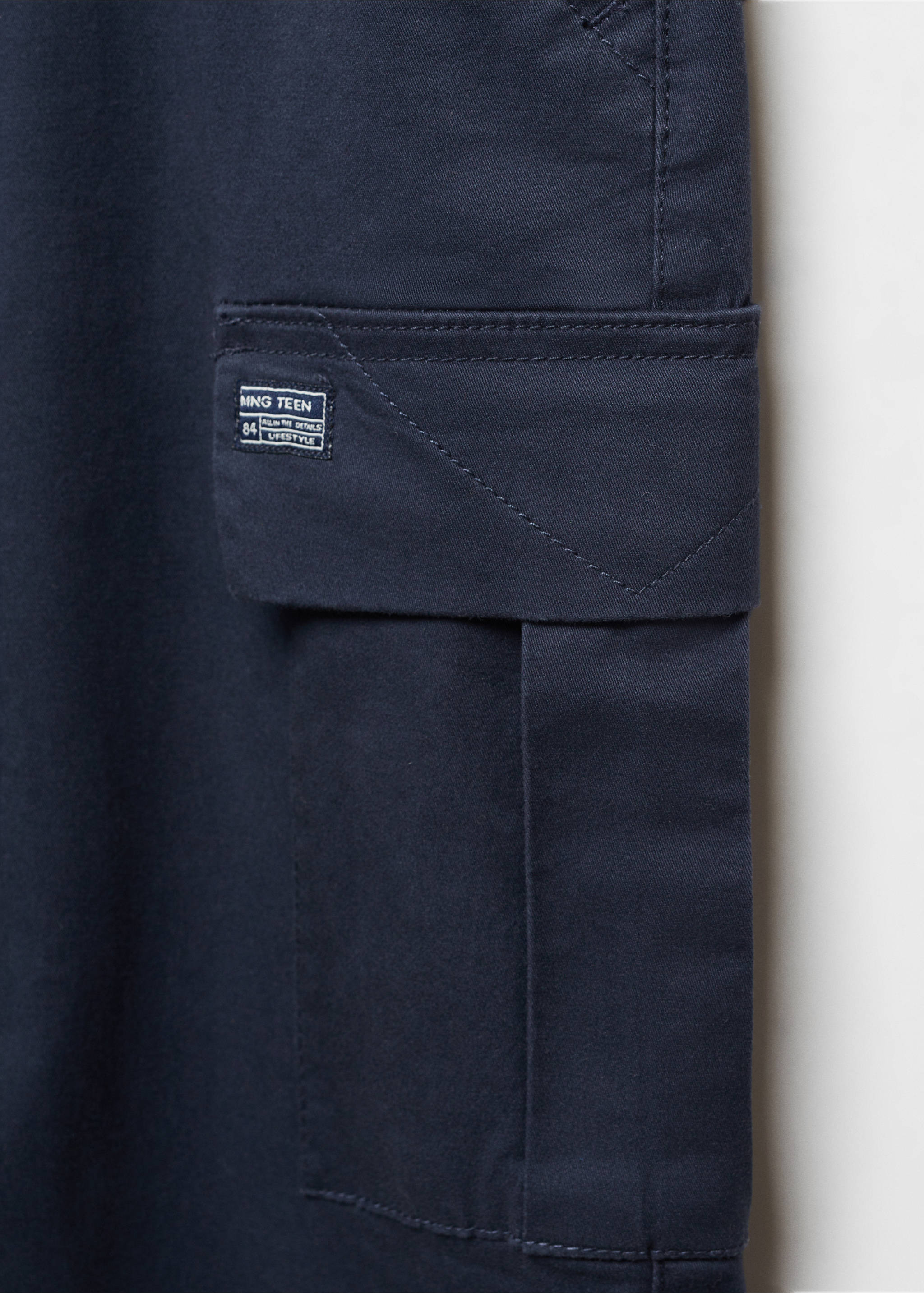 Cotton cargo pants - Details of the article 8, Navy. Ref: 57054035-00.