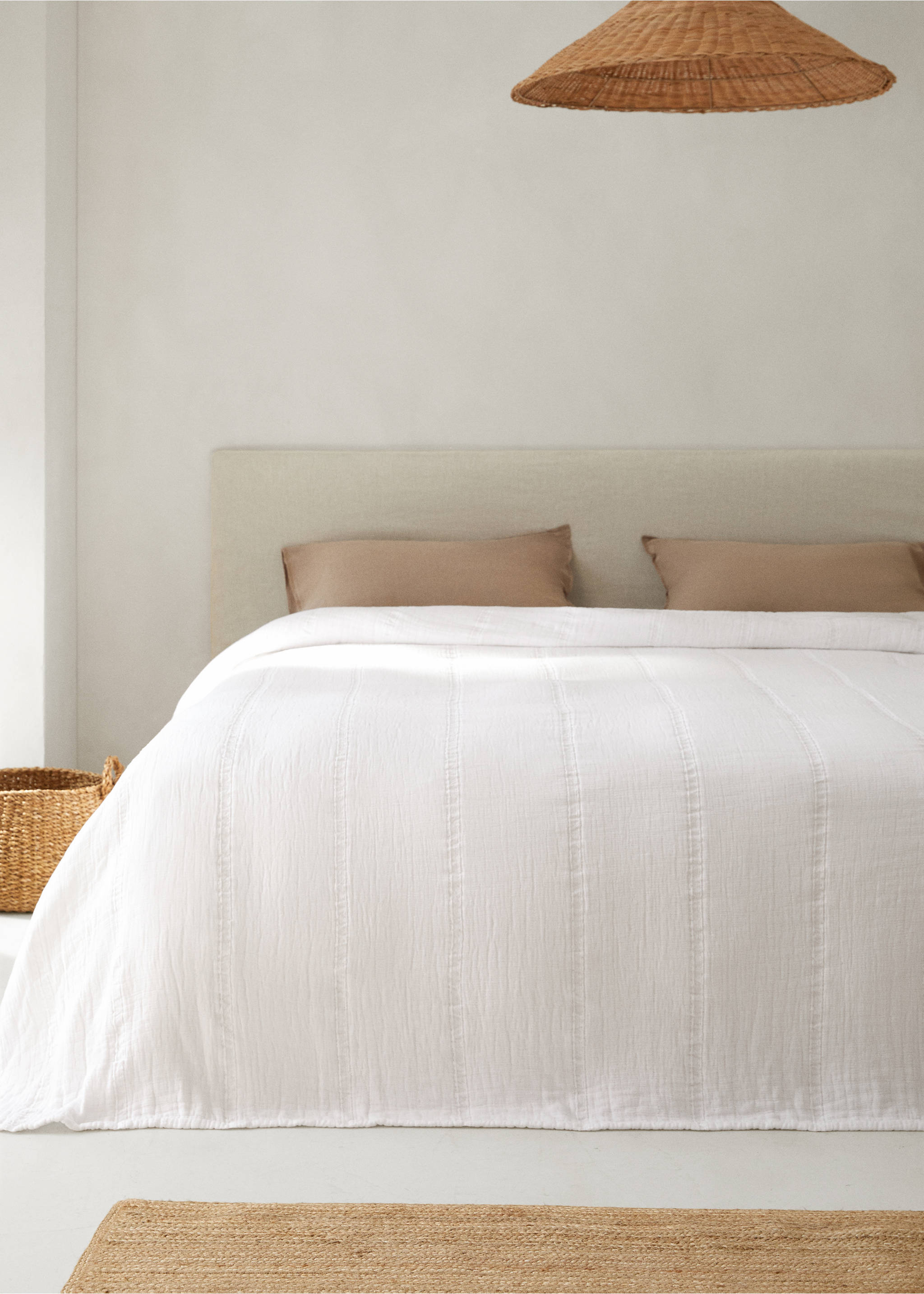 Bedspread linen cotton - General plane, Off White. Ref: 57054043-00.