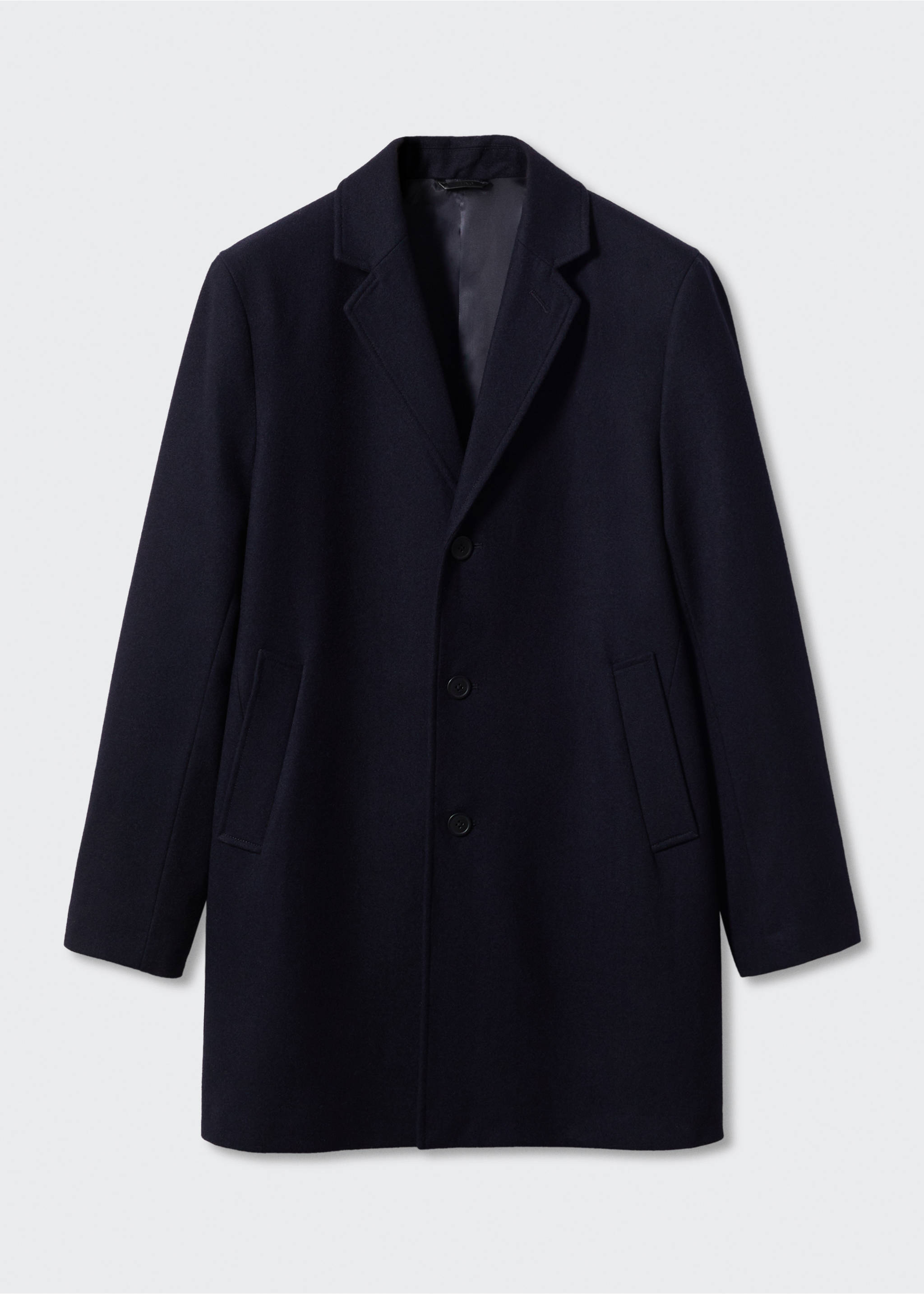 Lightweight recycled wool coat - Article without model, Navy. Ref: 57054385-00.