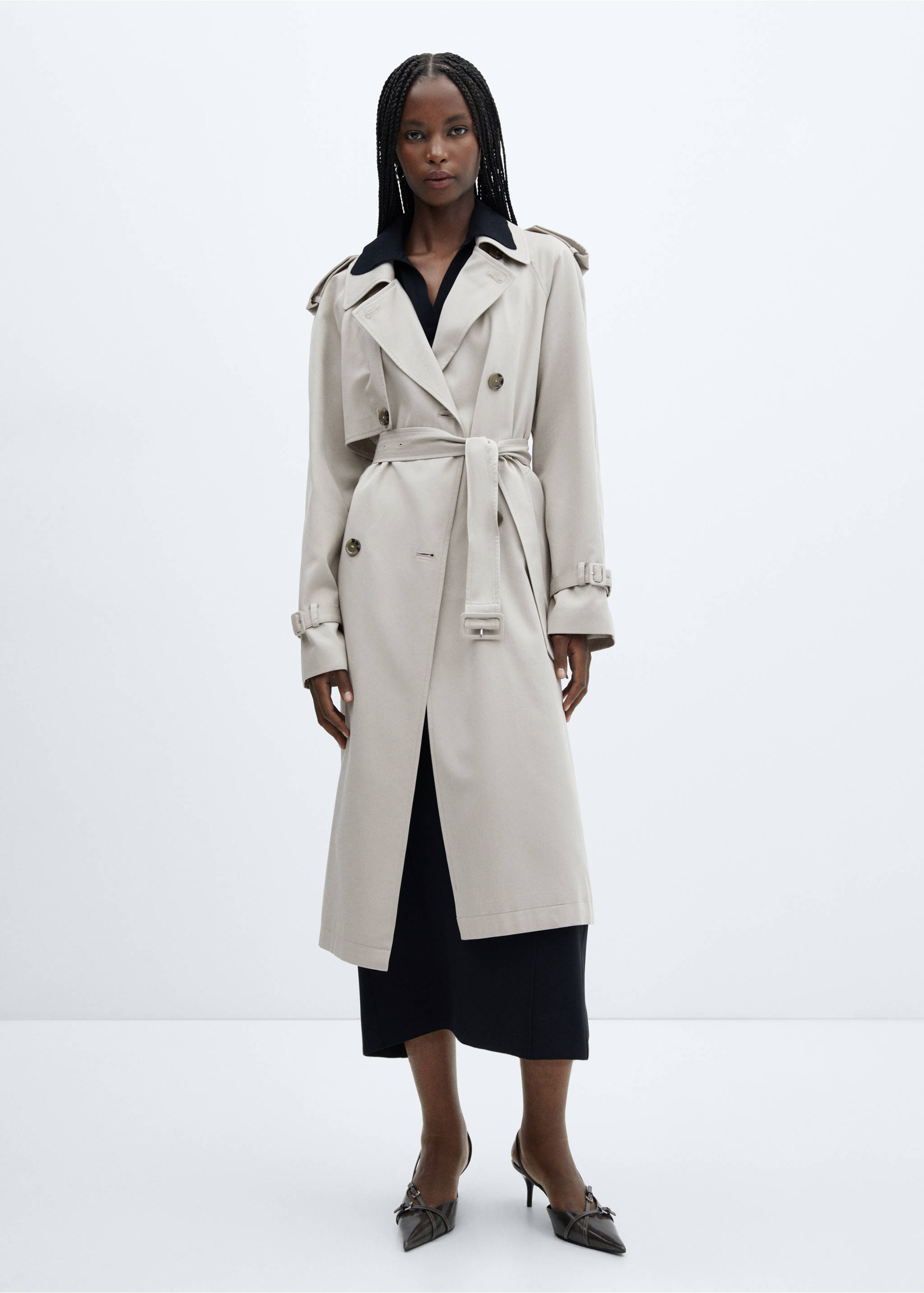 Belt flowy trench - General plane, Light Heather Grey. Ref: 57054392-00.