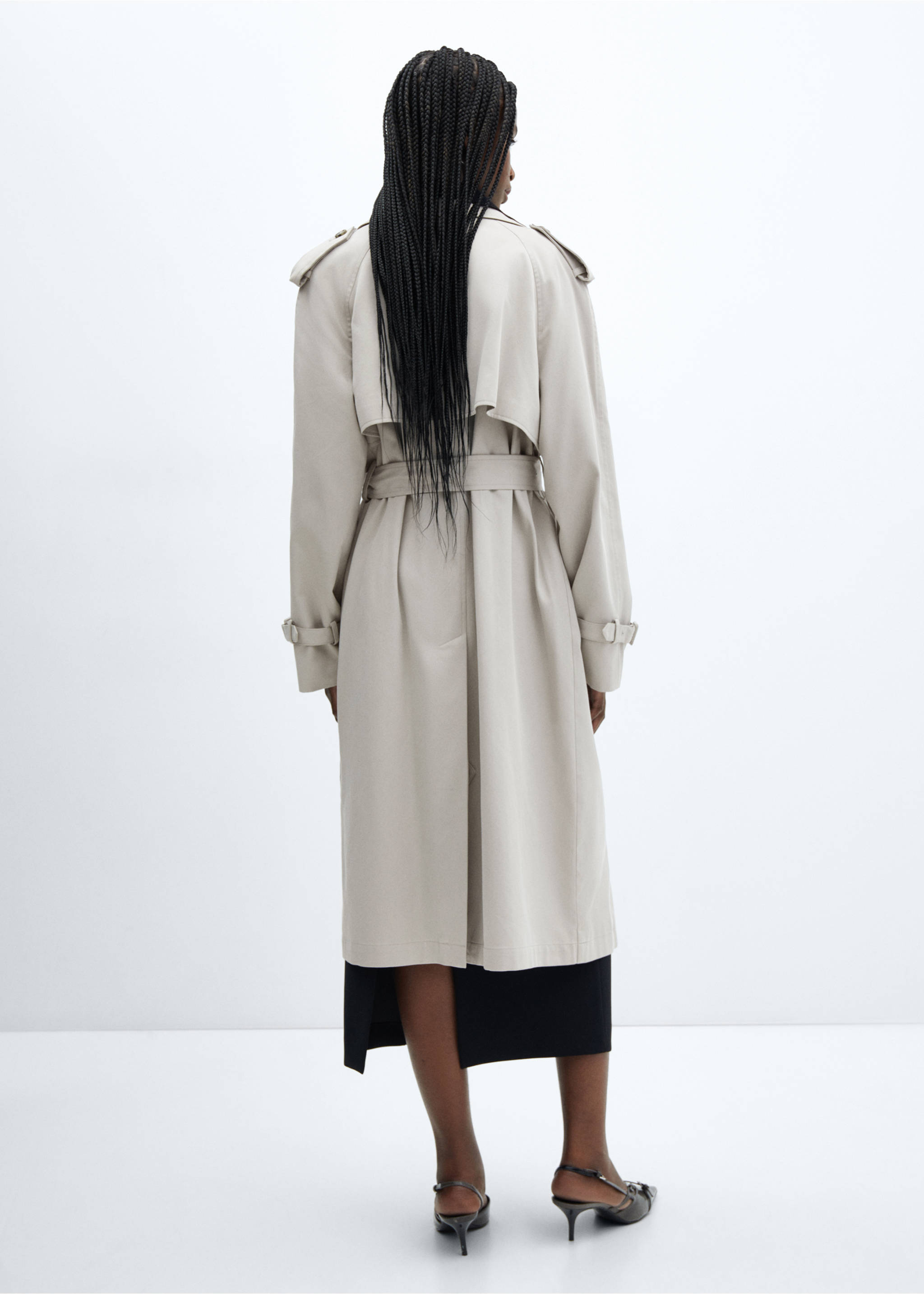 Belt flowy trench - Reverse of the article, Light Heather Grey. Ref: 57054392-00.