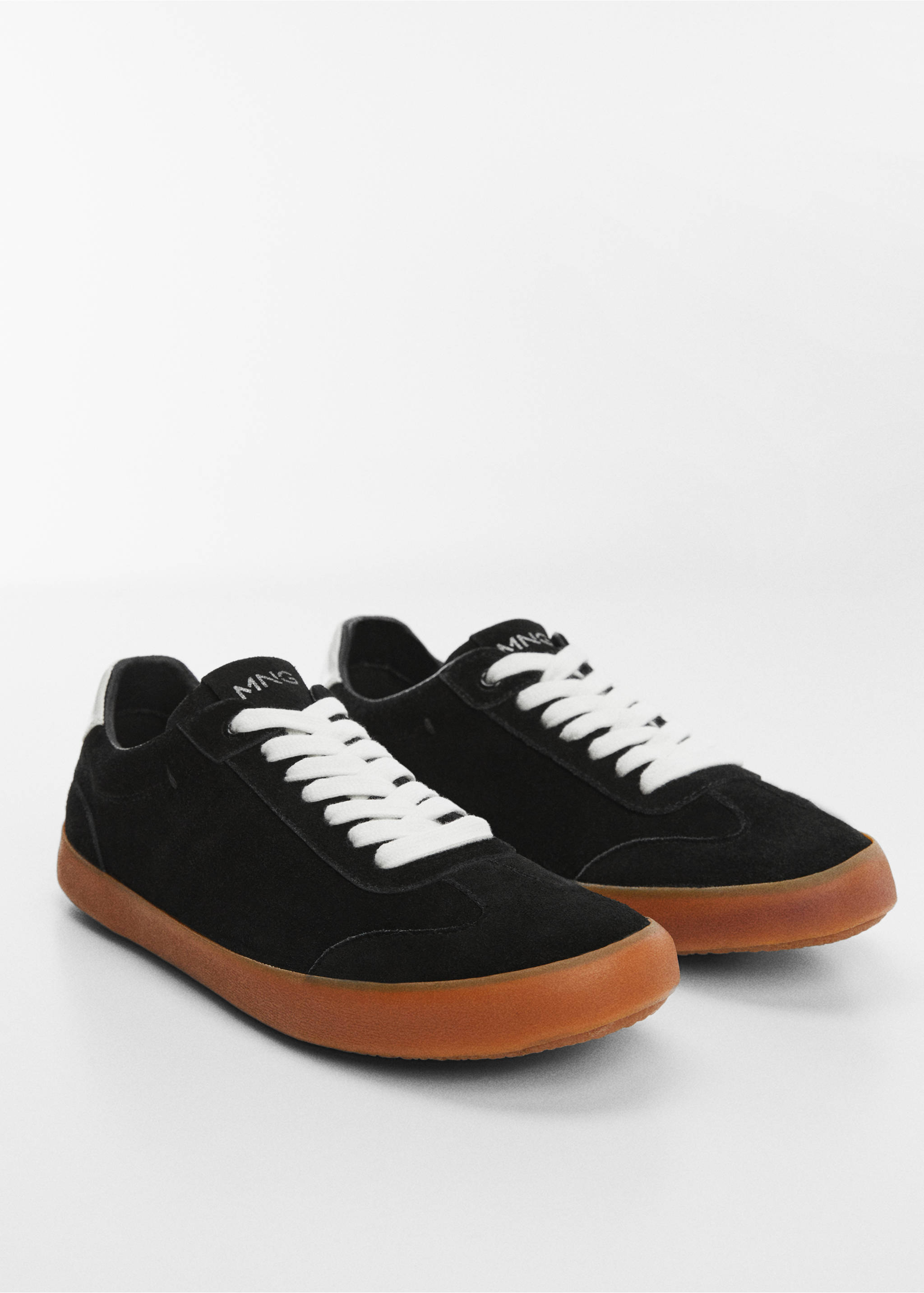Lace-up leather sneakers - Medium plane, Black. Ref: 57054398-00.