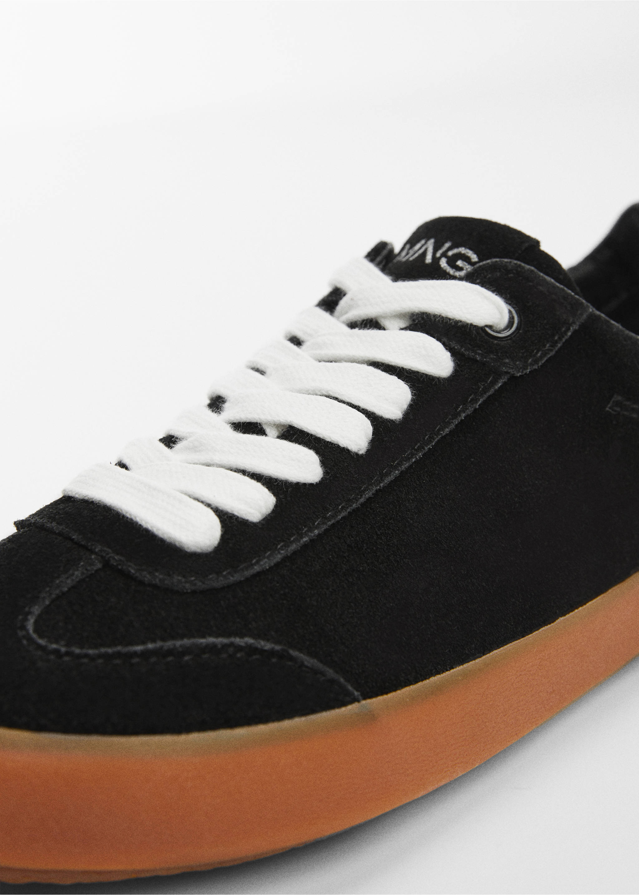 Lace-up leather sneakers - Details of the article 1, Black. Ref: 57054398-00.