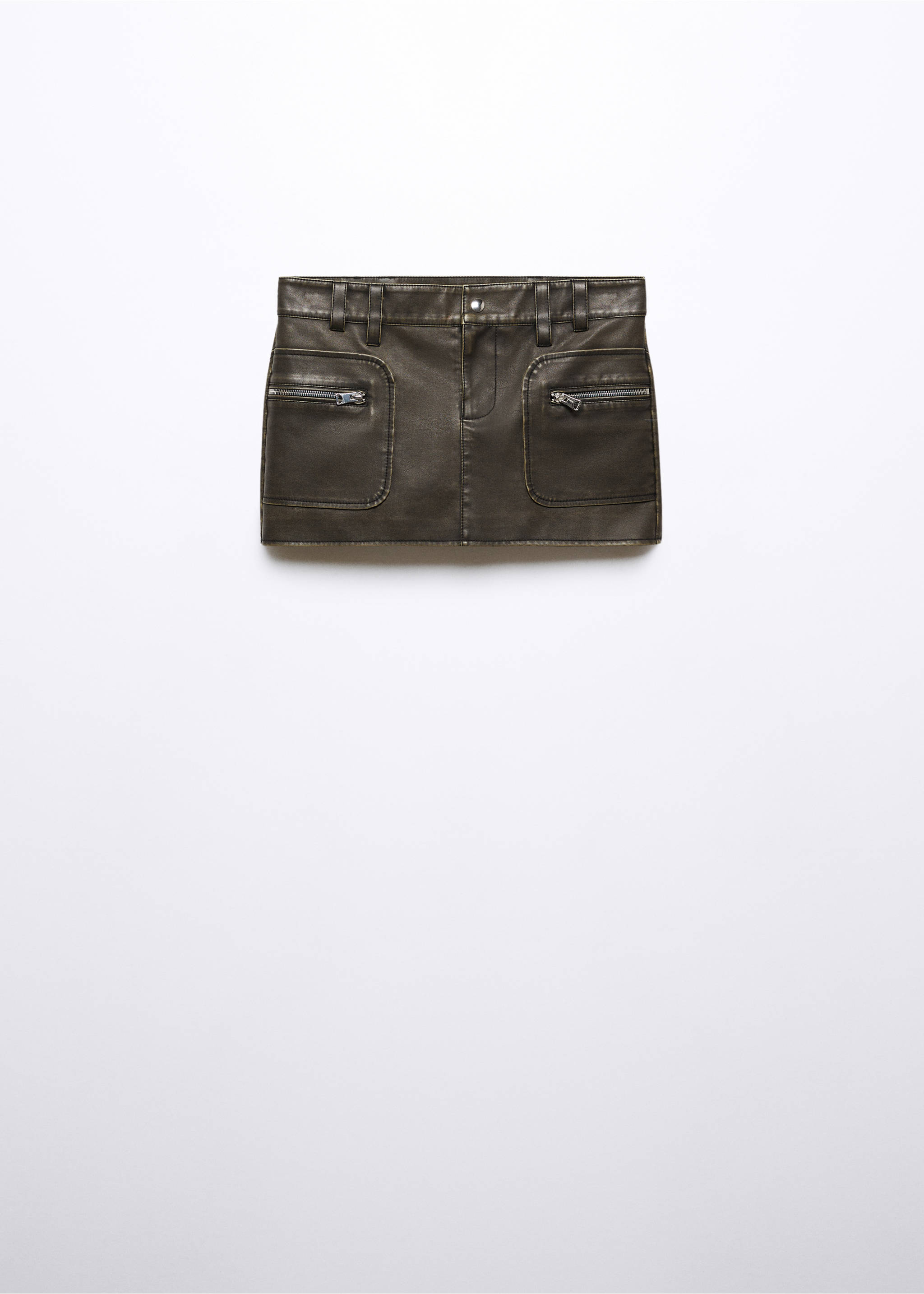Worn-effect leather skirt - Article without model, Black. Ref: 57054406-00.