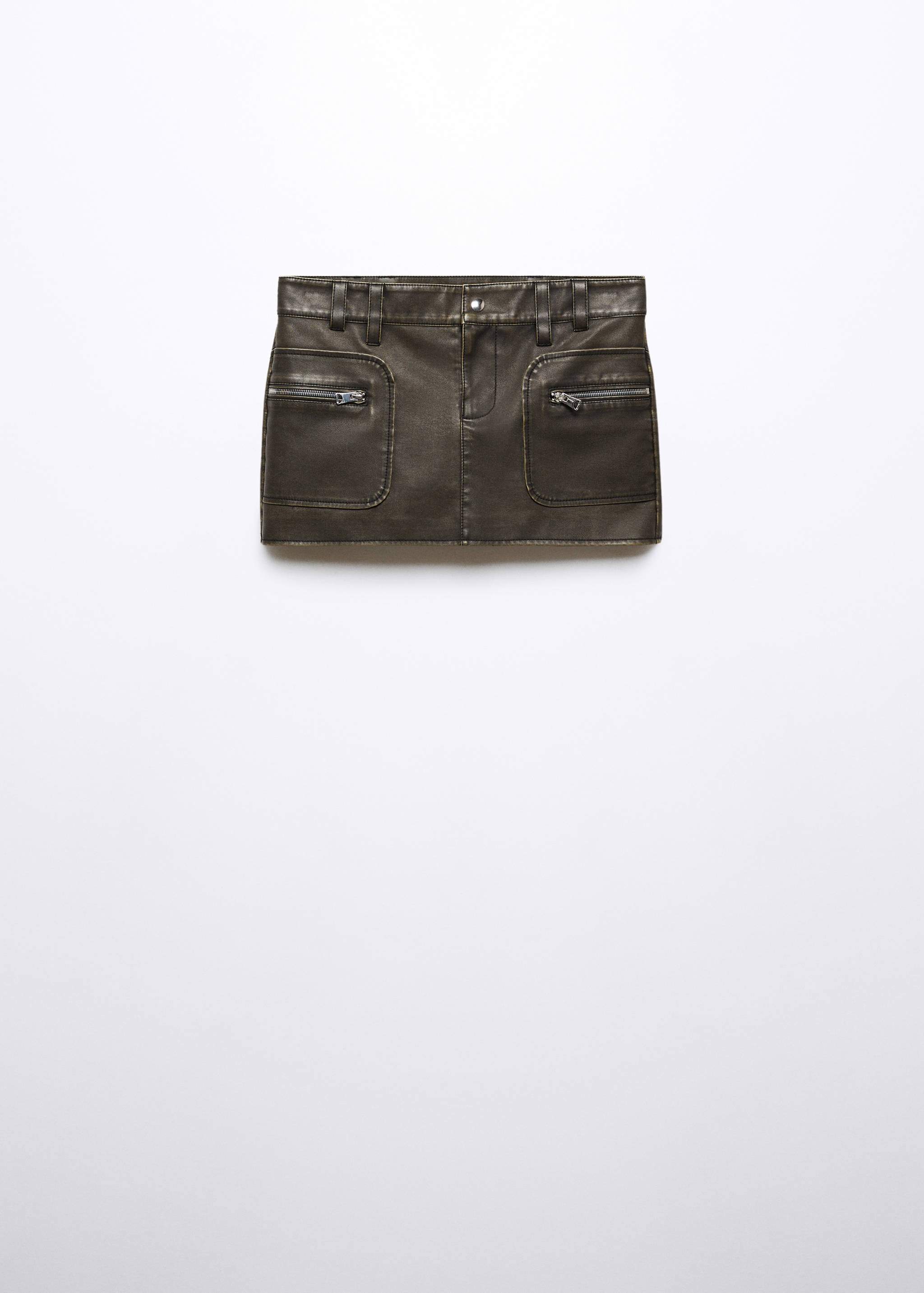 Worn-effect leather skirt - Article without model