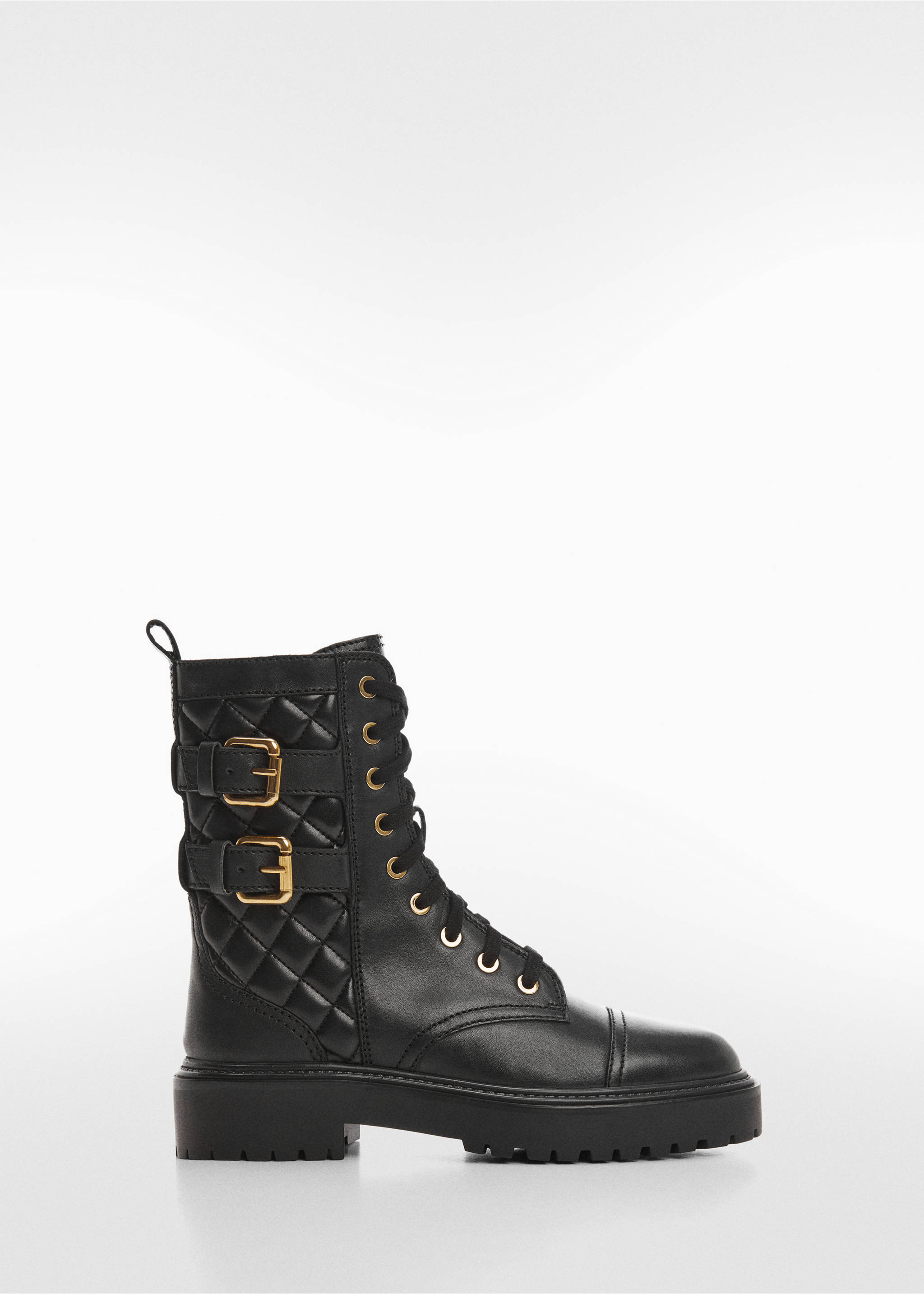 Military leather ankle boots - Article without model, Black. Ref: 57054427-00.