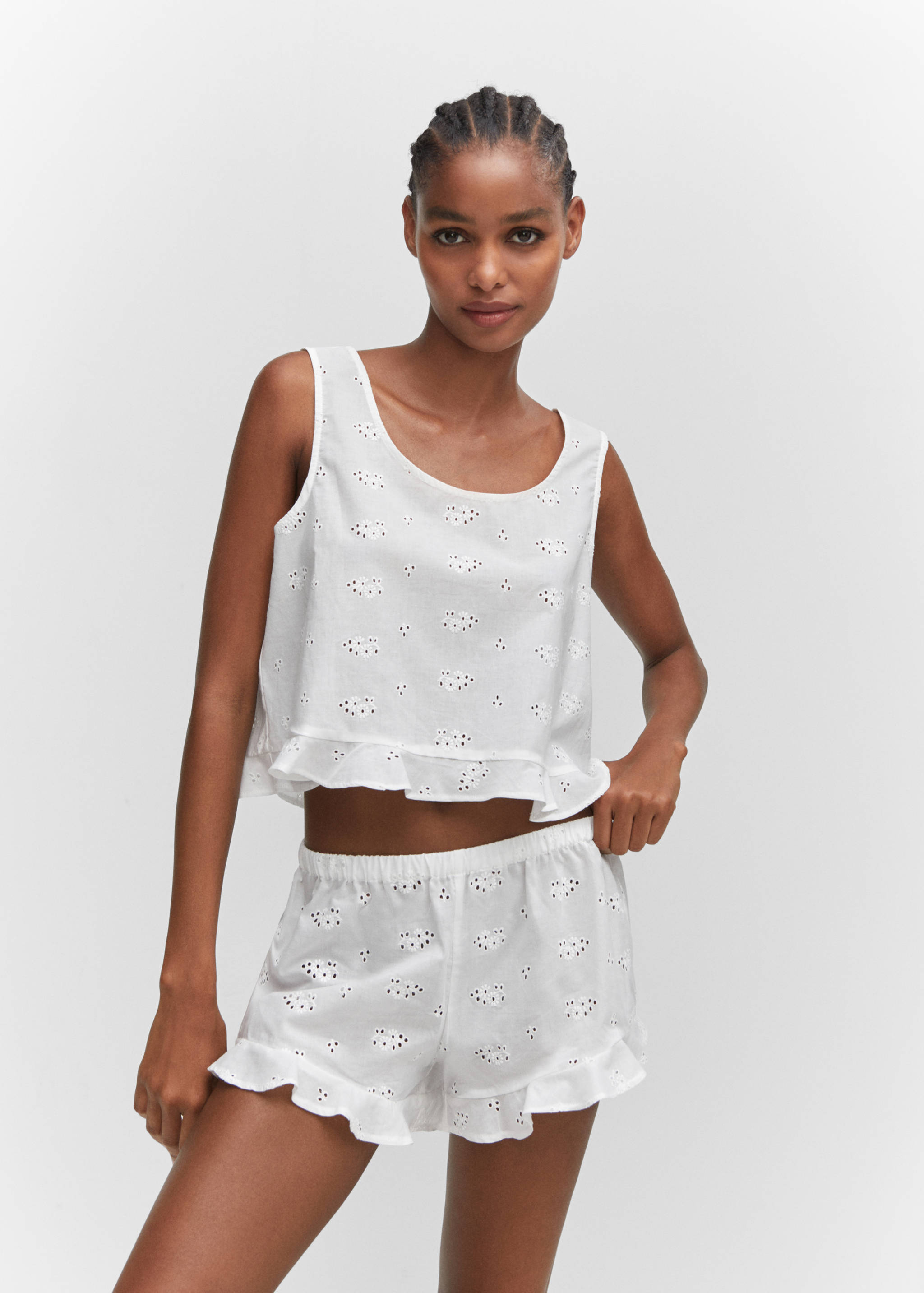 Pajama shorts with lace detail - Medium plane
