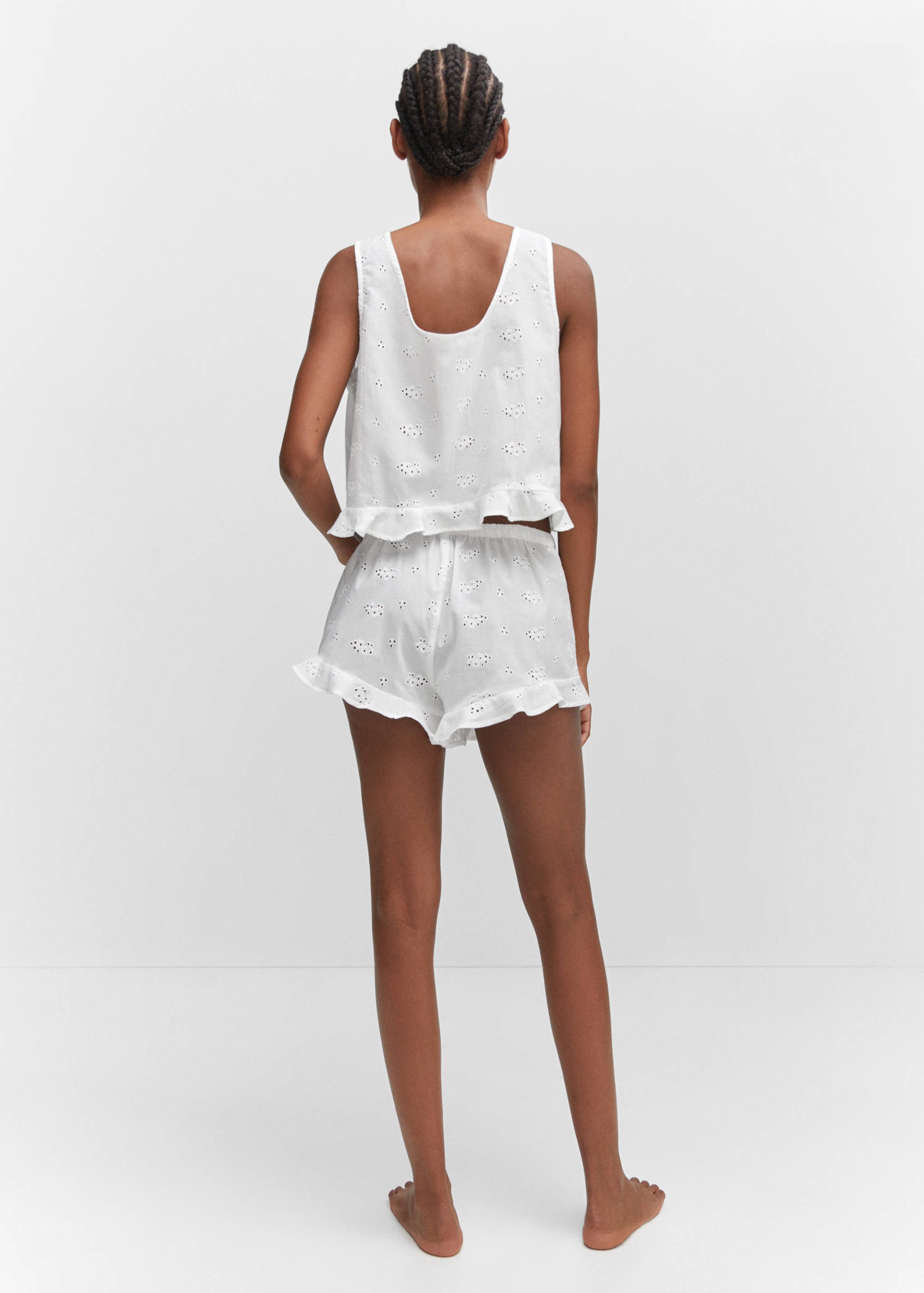 Pajama shorts with lace detail - Reverse of the article