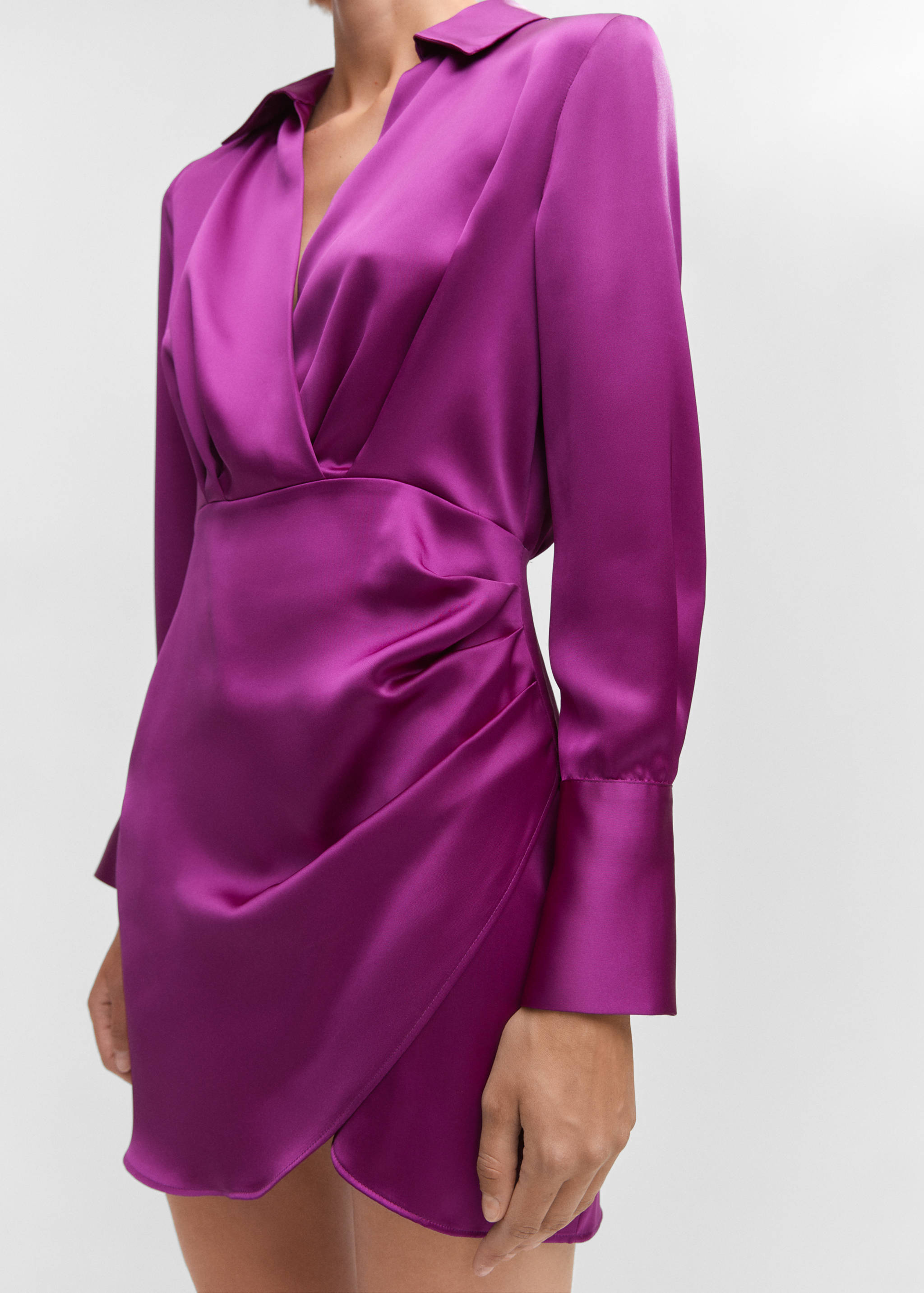 Satin wrap shirt dress - Details of the article 3