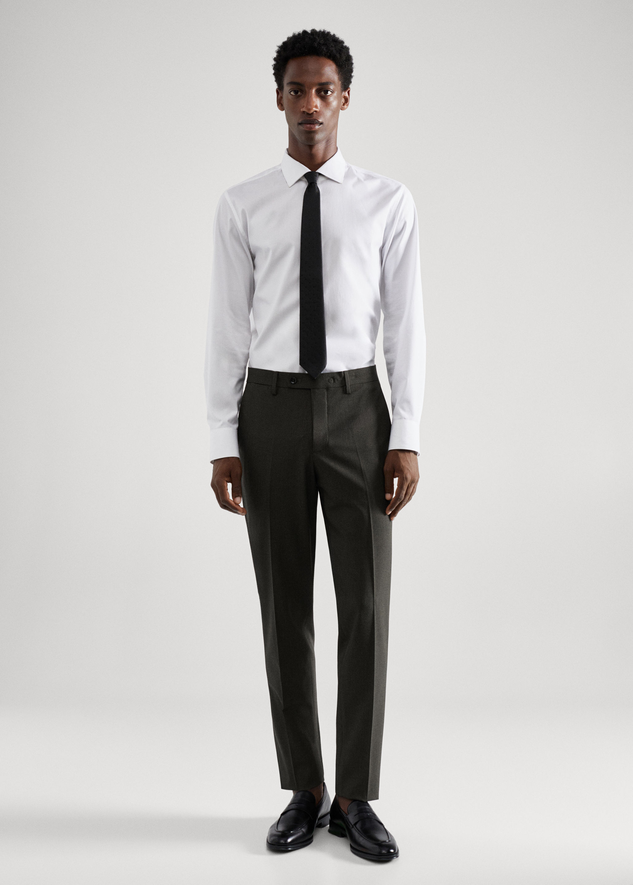 Gemusterte Slim Fit-Anzughose aus Stretchstoff - Allgemeine Ansicht