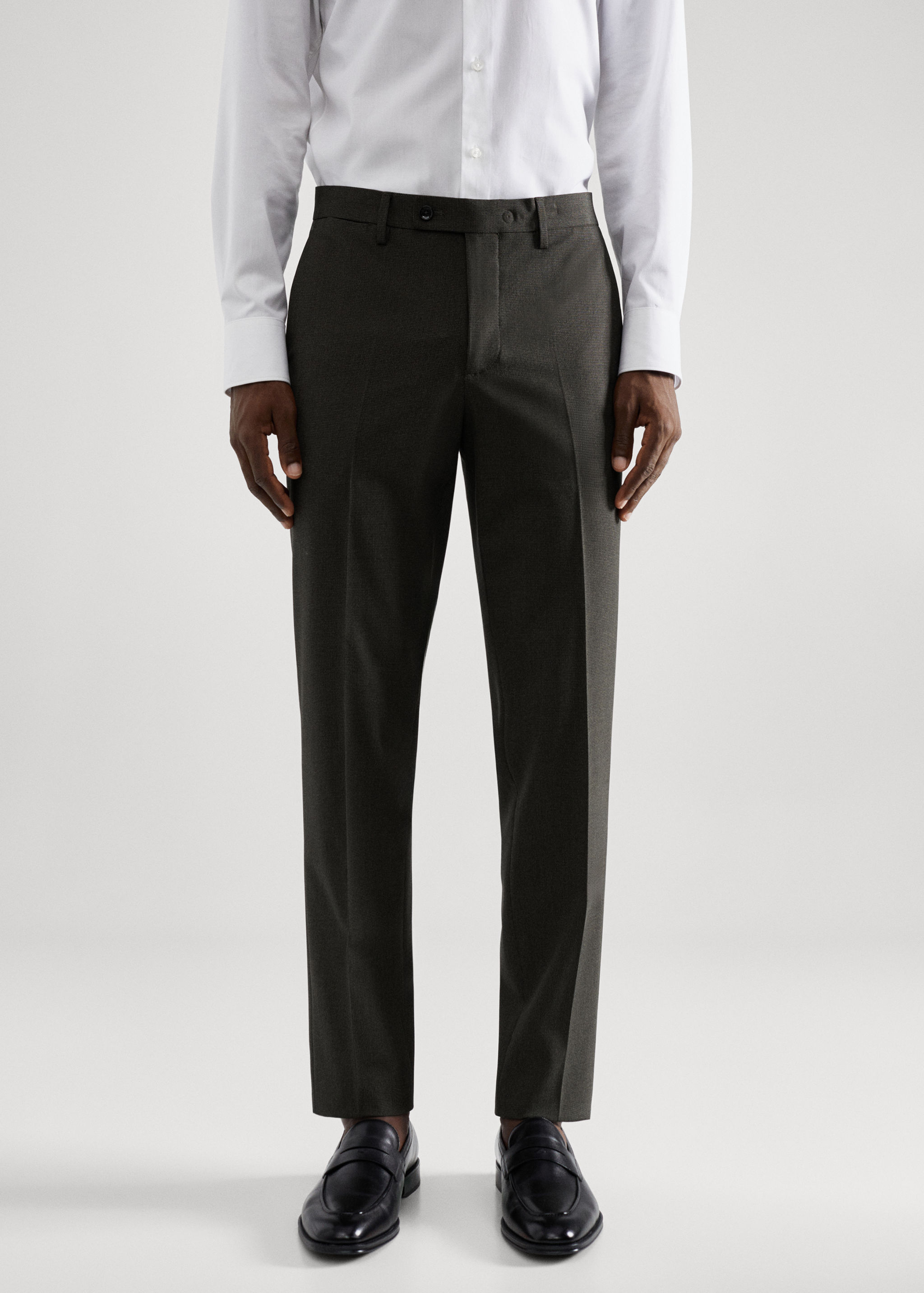 Gemusterte Slim Fit-Anzughose aus Stretchstoff - Mittlere Ansicht
