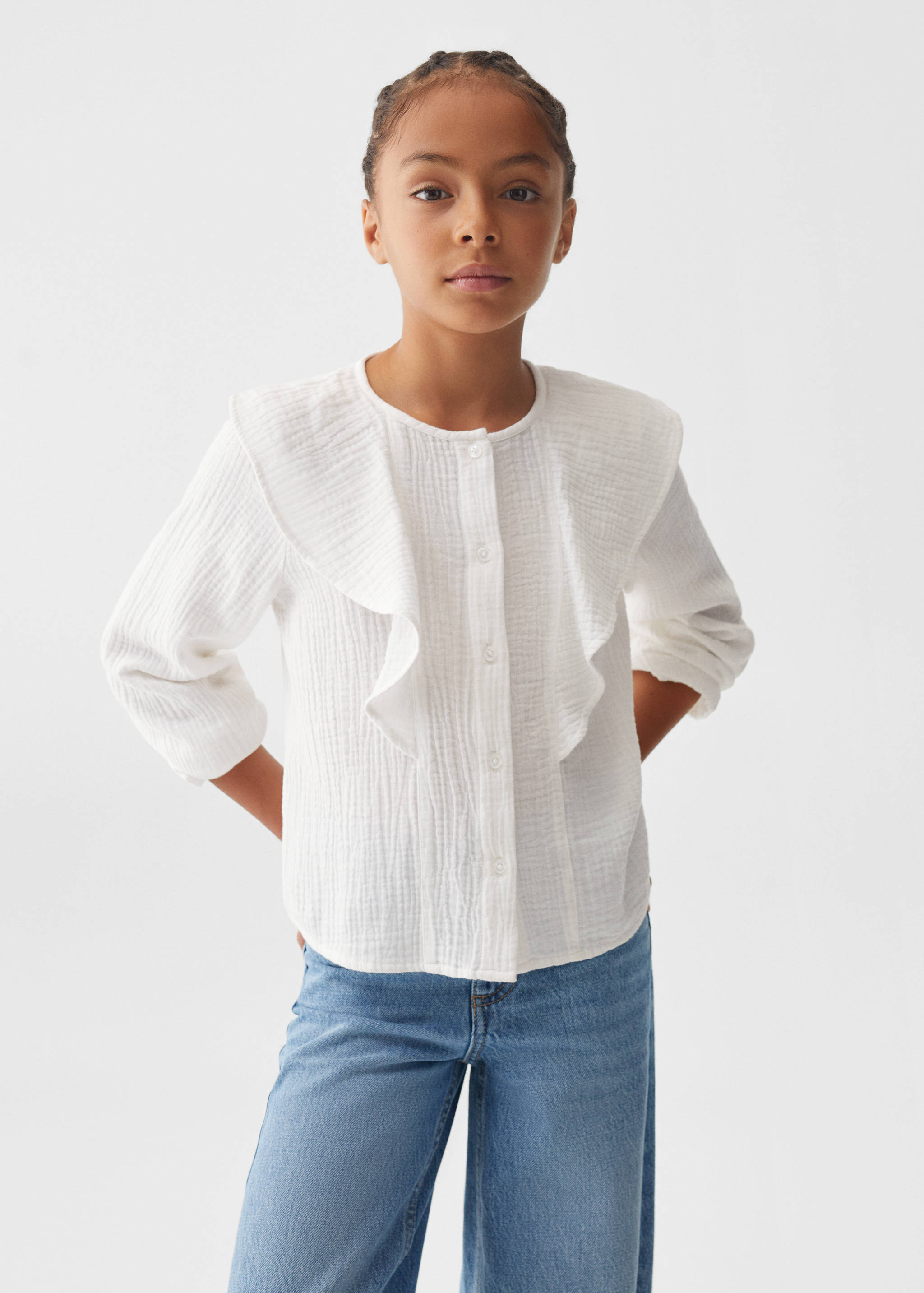 Ruffled cotton blouse - Medium plane