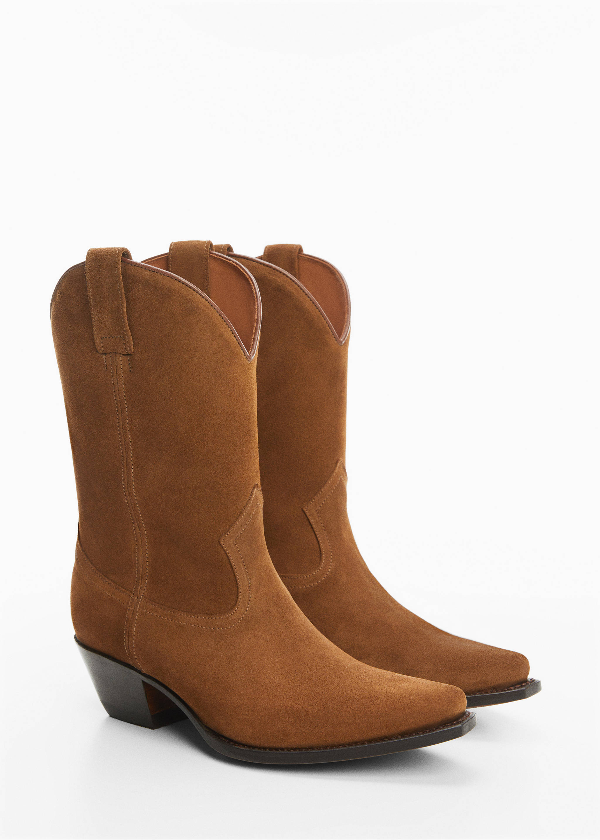 Suede cowboy ankle boots - Medium plane, Tobacco Brown. Ref: 57054783-00.